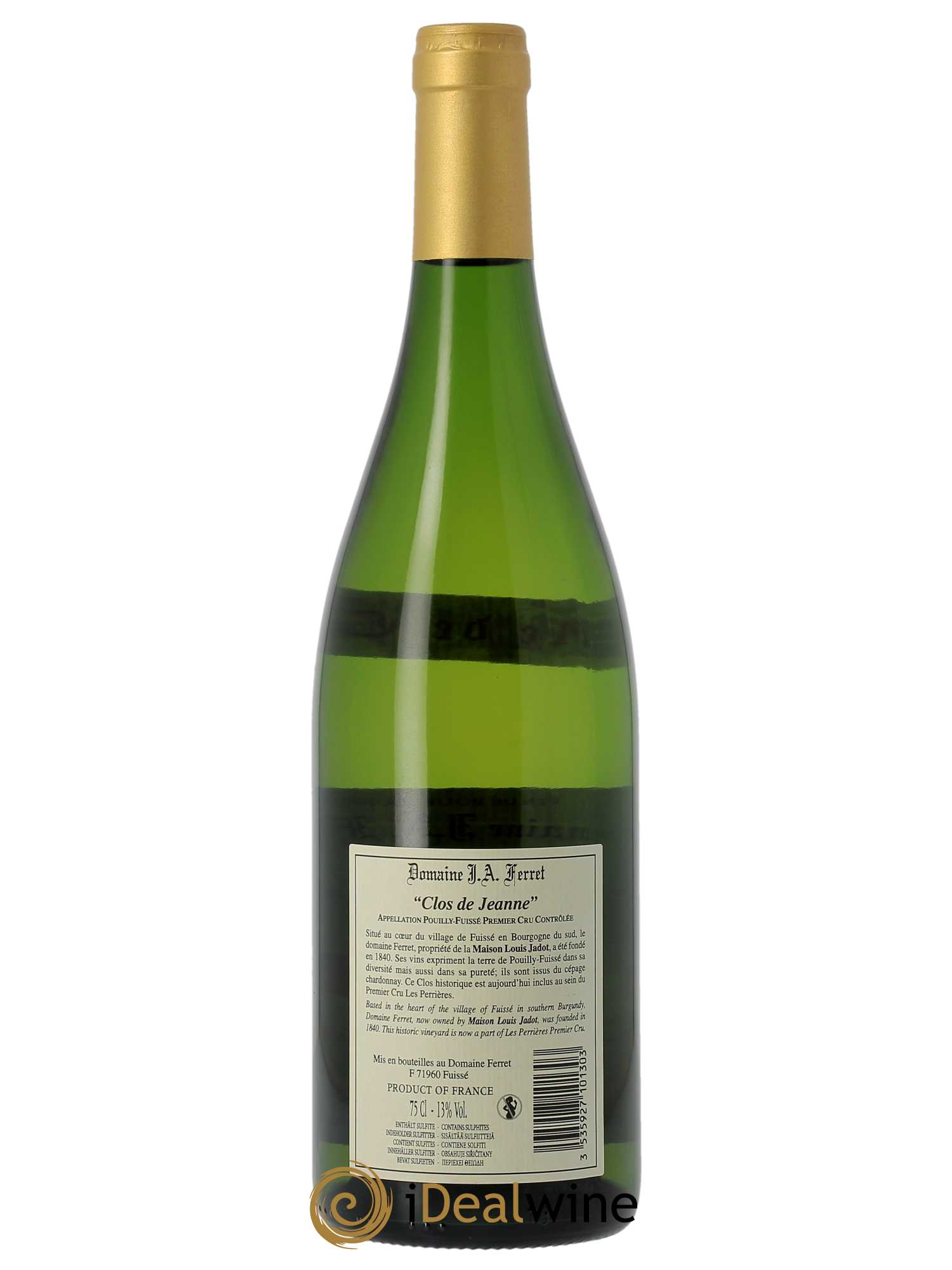 Pouilly-Fuissé Tête de Cru Les Perrières Le Clos des Jeanne J.A. Ferret (Domaine) 2021 - Lot de 1 bouteille - 1