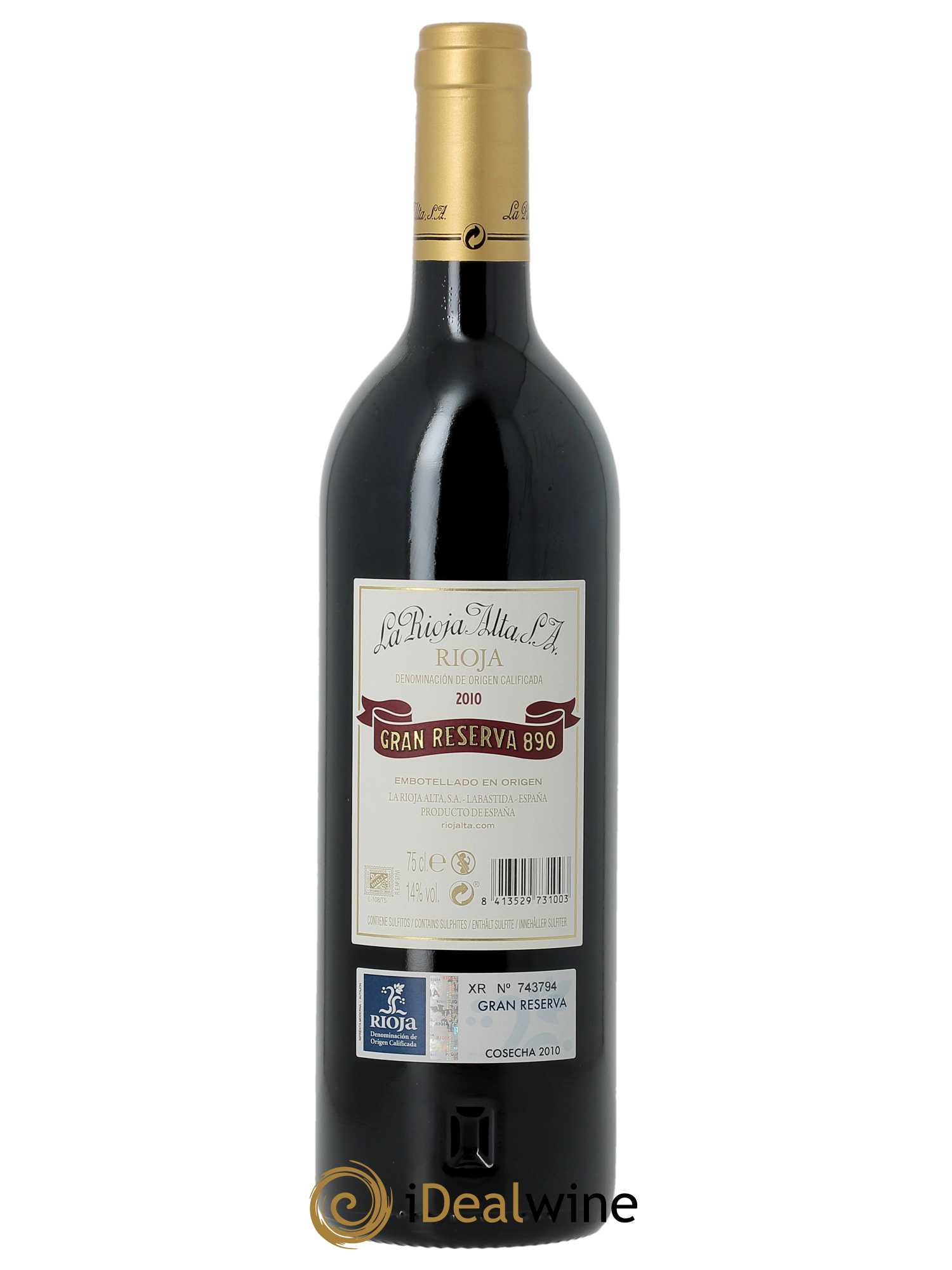 Rioja DOCa Gran Reserva 890 La Rioja Alta (CBO à partir de 6 BTS) 2010 - Lot de 1 bouteille - 1