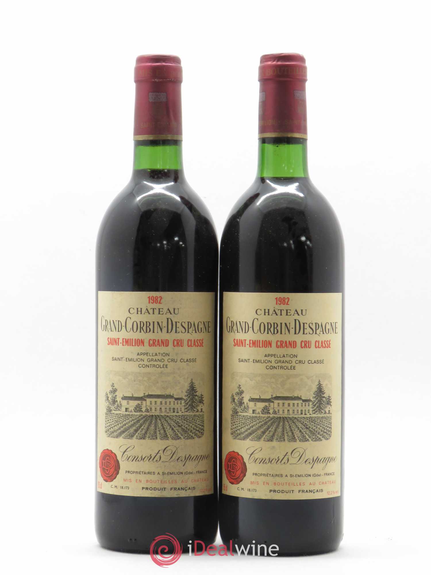 Château Grand Corbin Despagne Grand Cru Classé 1982 - Lot of 2 bottles - 0