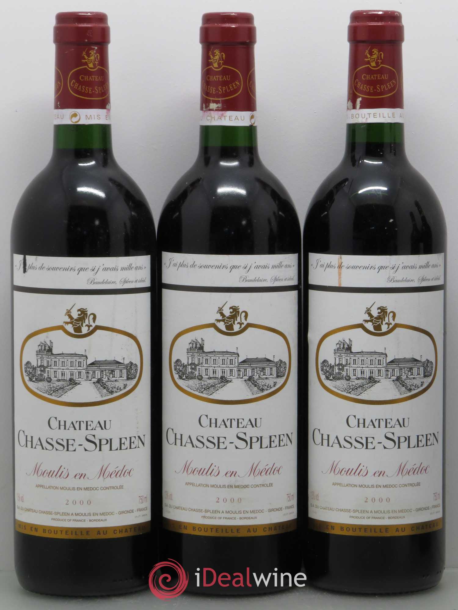 Château Chasse Spleen (no reserve) 2000 - Lot of 5 bottles - 1