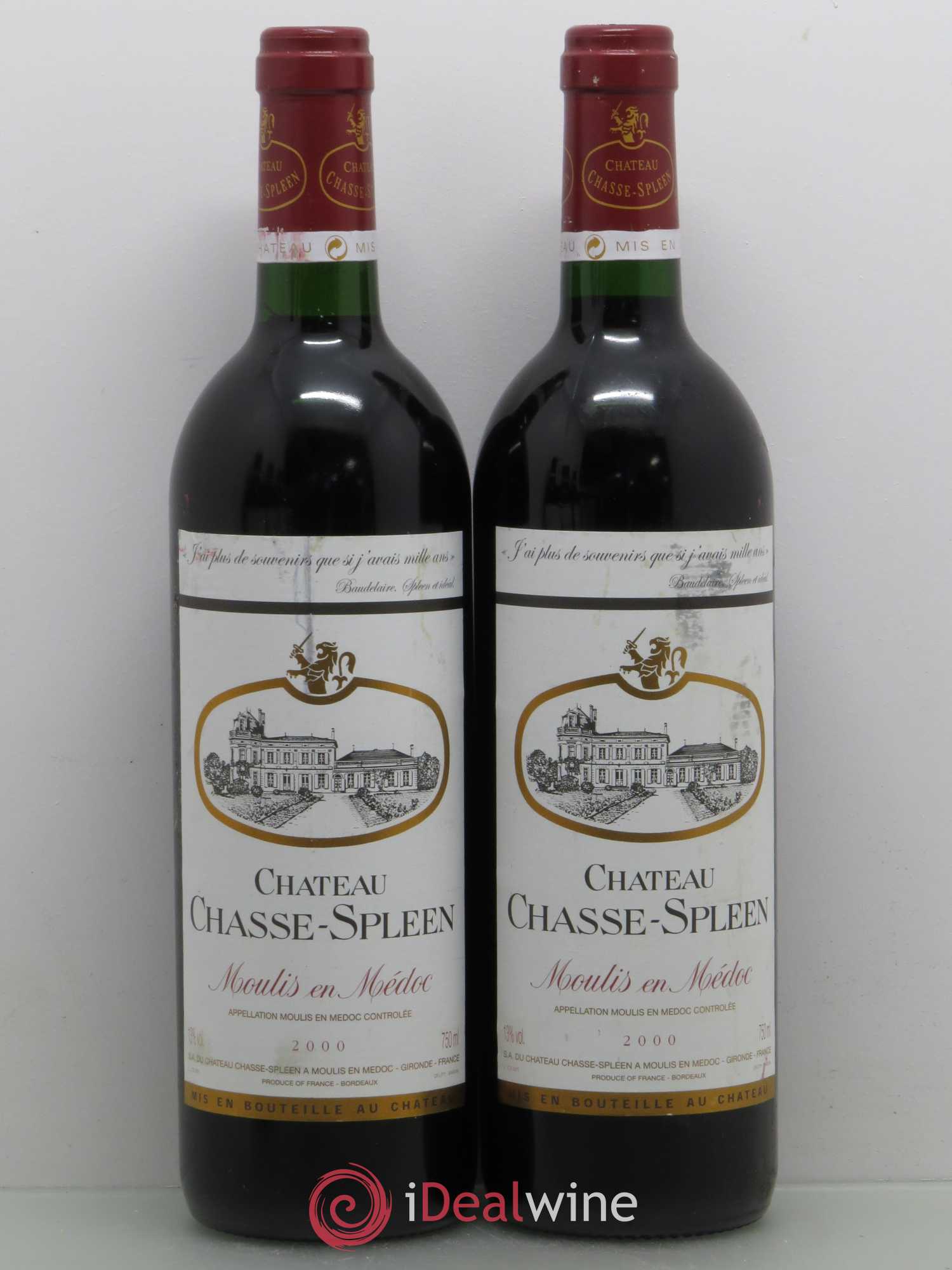 Château Chasse Spleen (no reserve) 2000 - Lot of 5 bottles - 2