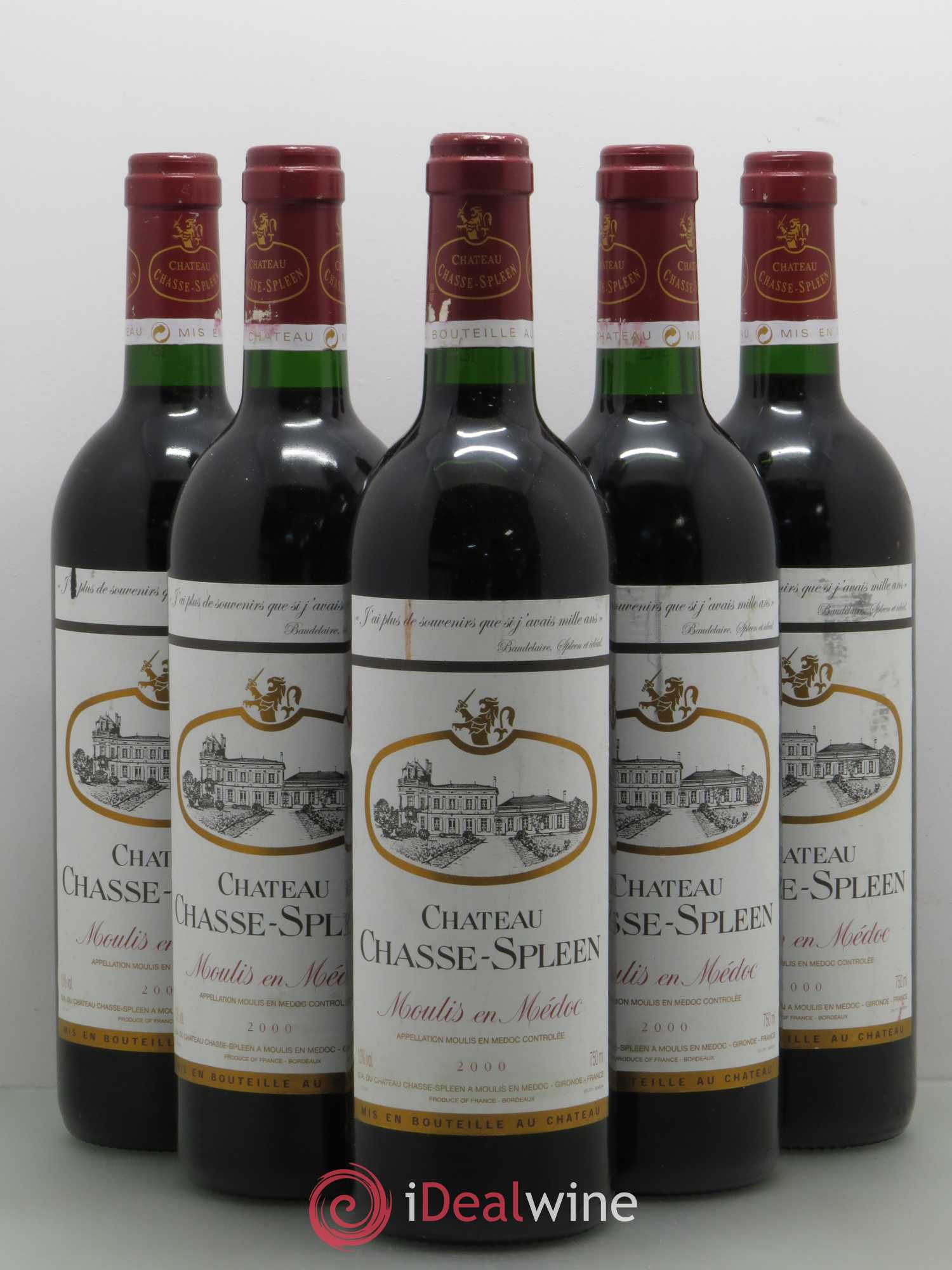 Château Chasse Spleen (no reserve) 2000 - Lot of 5 bottles - 0