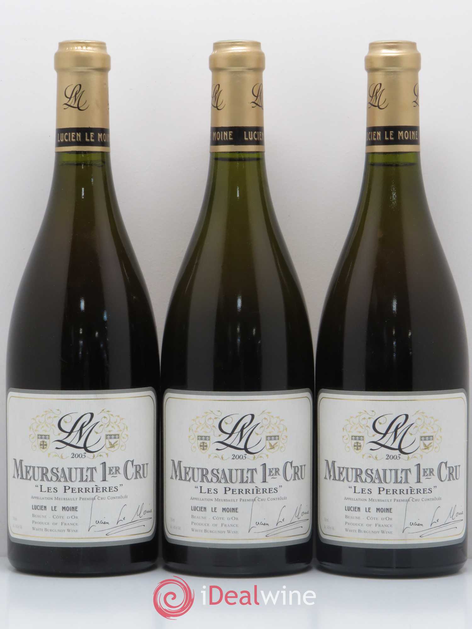 Meursault 1er Cru Perrieres Lucien Le Moine (sans prix de réserve) 2003 - Lot de 3 bouteilles - 0