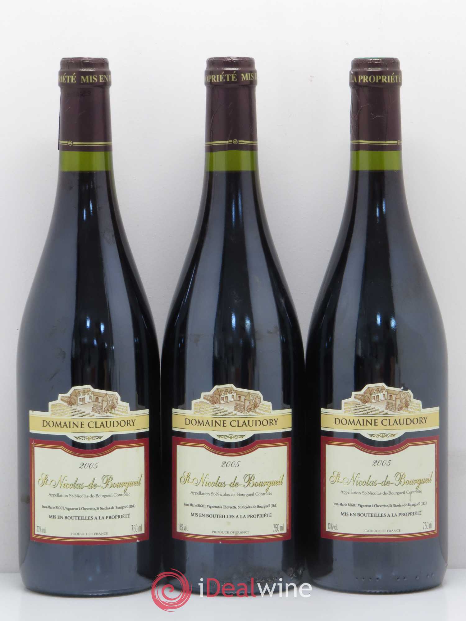 Saint-Nicolas de Bourgueil Domaine Claudory (sans prix de réserve) 2005 - Lot de 3 bouteilles - 0