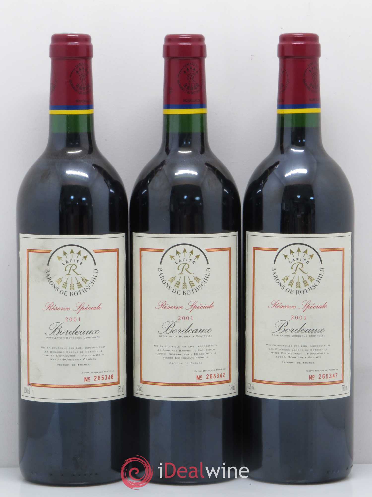 Bordeaux Réserve Spéciale Barons de Lafite Rothschild 2001 - Lot de 3 bouteilles - 0