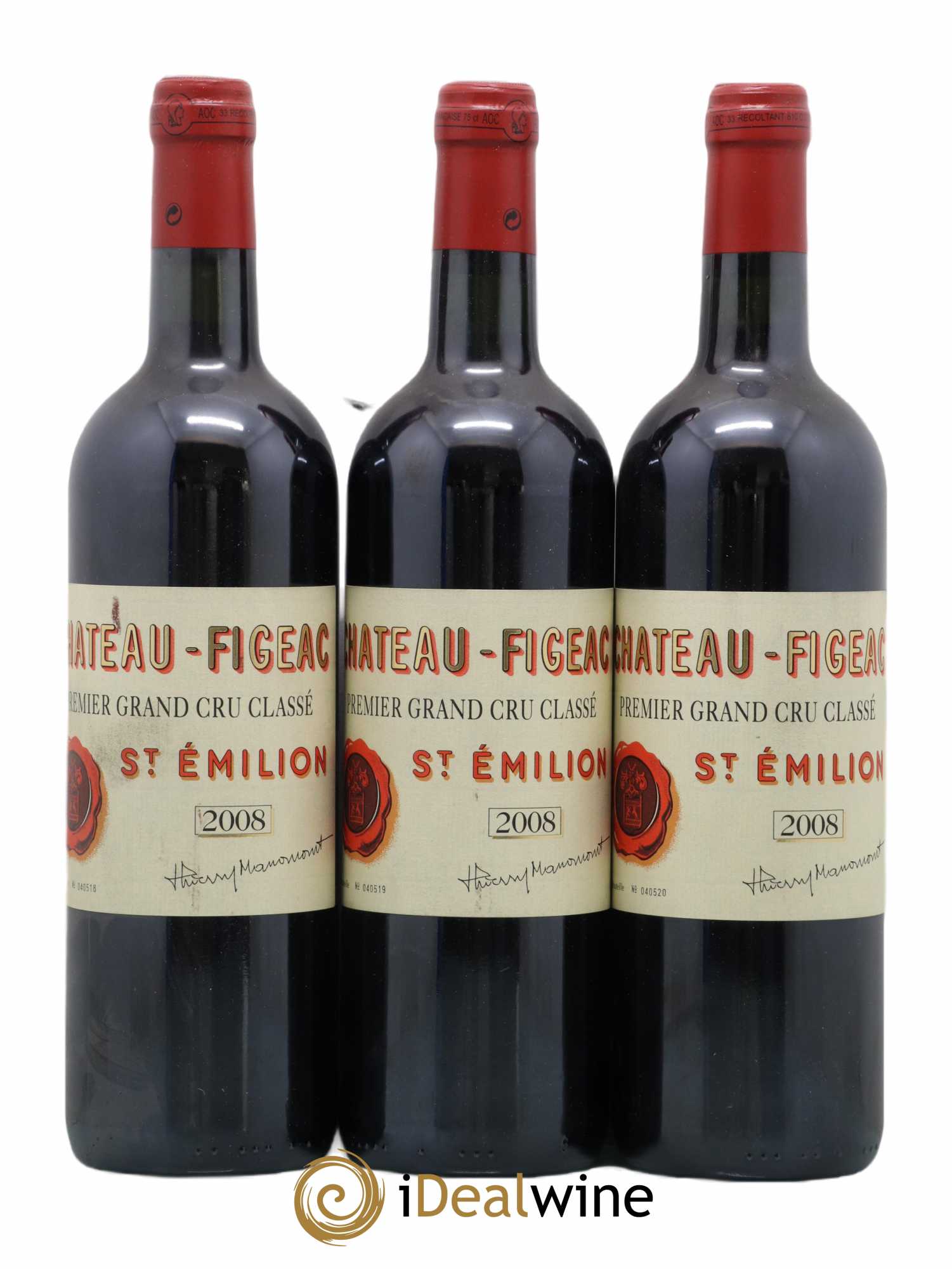 Château Figeac 1er Grand Cru Classé A  2008 - Lot de 3 bouteilles - 0