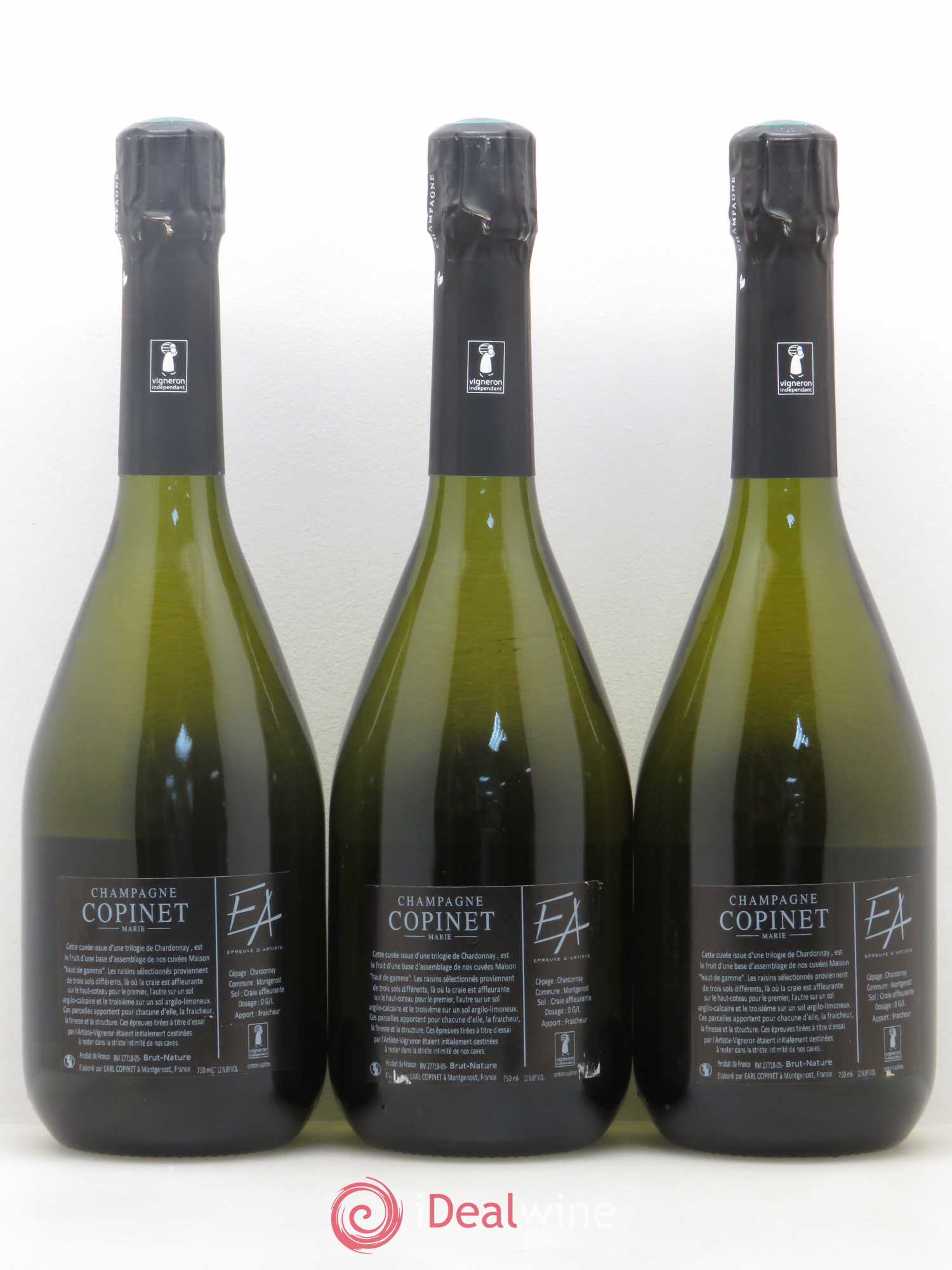 Champagne Copinet Marie Epreuve d'Artiste La Cocarde - Lot de 3 bouteilles - 1