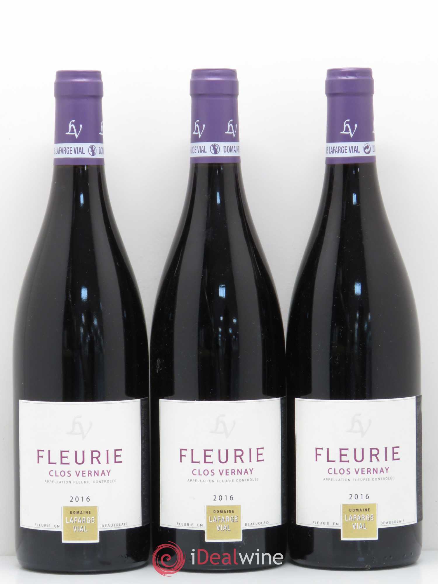 Fleurie Clos Vernay Domaine Lafarge Vial 2016 - Lot of 3 bottles - 0