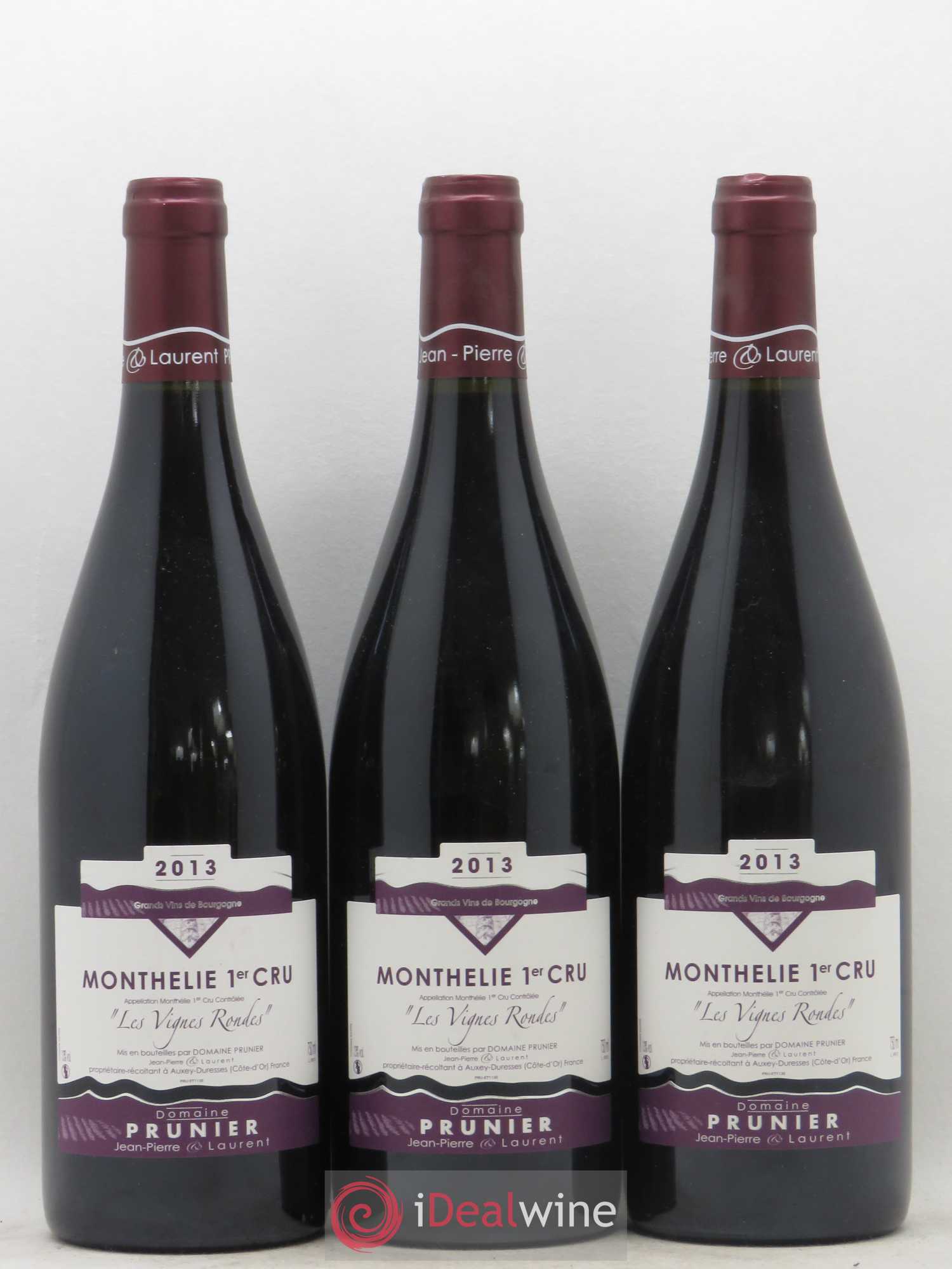 Monthélie 1er Cru Les Vignes Rondes Domaine Prunier 2013 - Lot de 3 bouteilles - 0