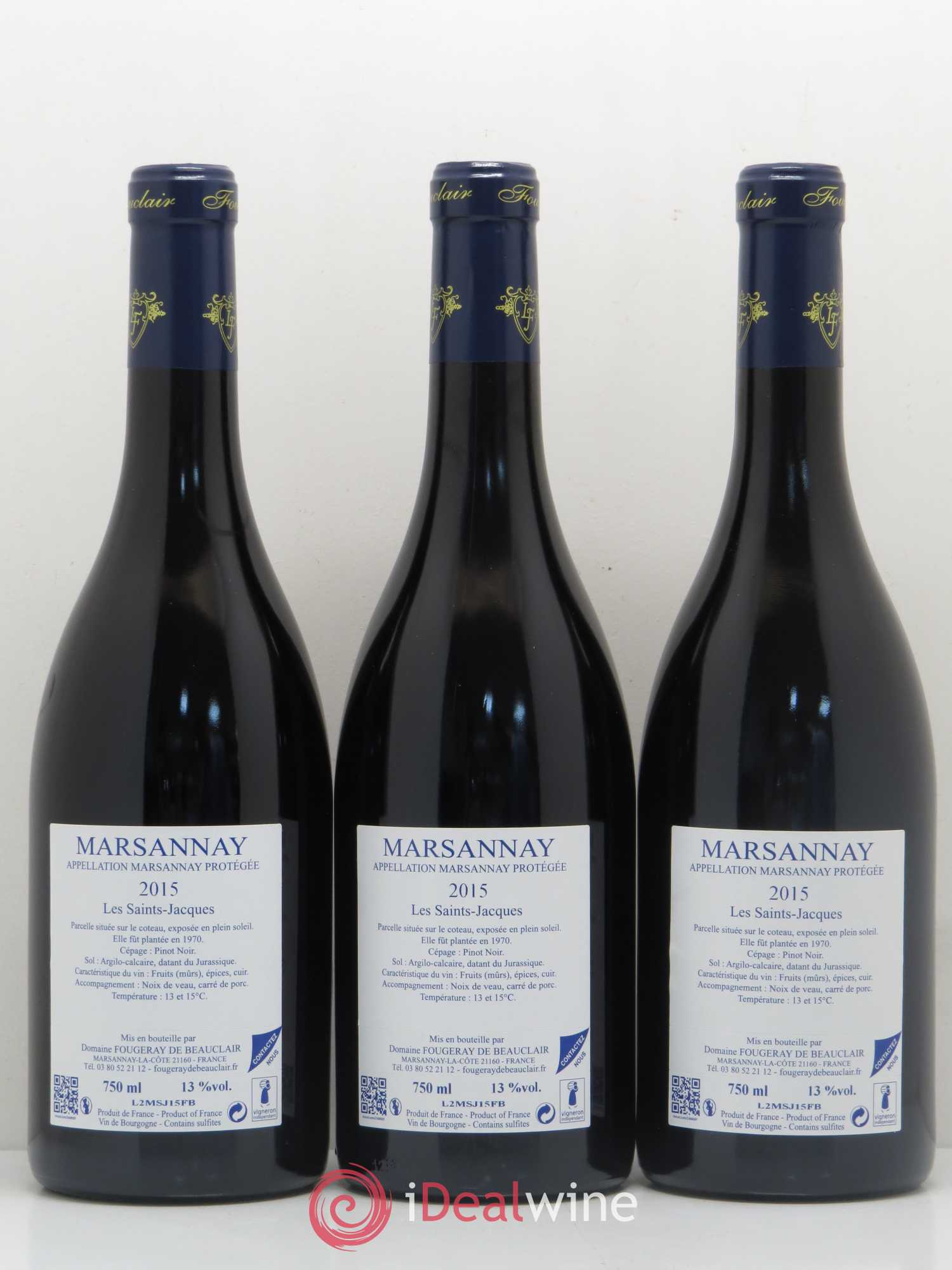 Marsannay Les Saint-Jacques Domaine Fougeray de Beauclair (sans prix de réserve) 2015 - Lot de 6 bouteilles - 2