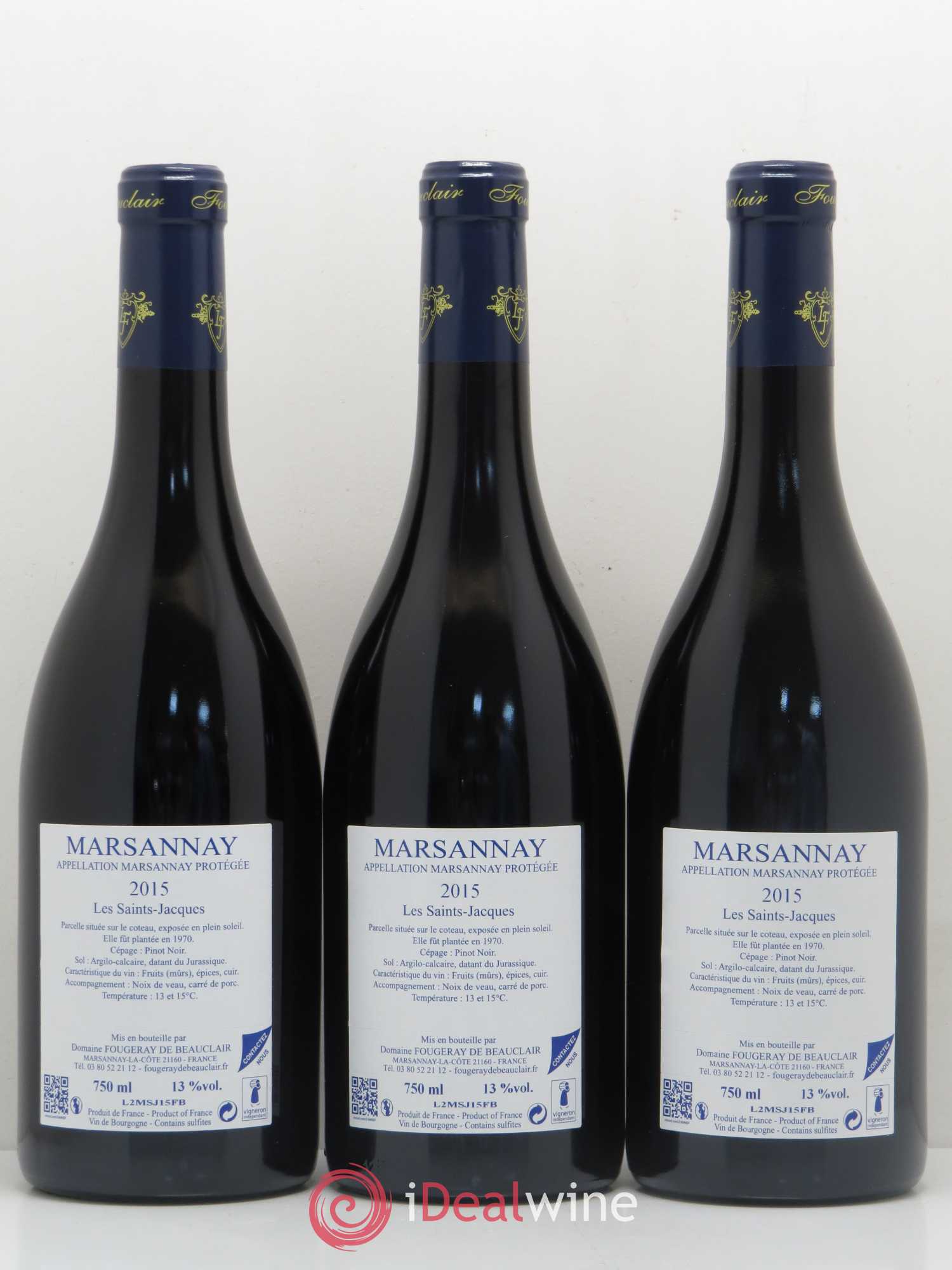 Marsannay Les Saint-Jacques Domaine Fougeray de Beauclair (sans prix de réserve) 2015 - Lot de 6 bouteilles - 4