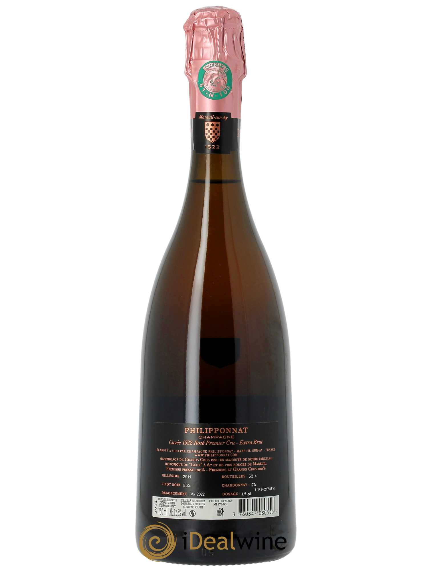 Cuvée 1522 Premier Cru Brut Philipponnat  2014 - Lotto di 1 bottiglia - 1