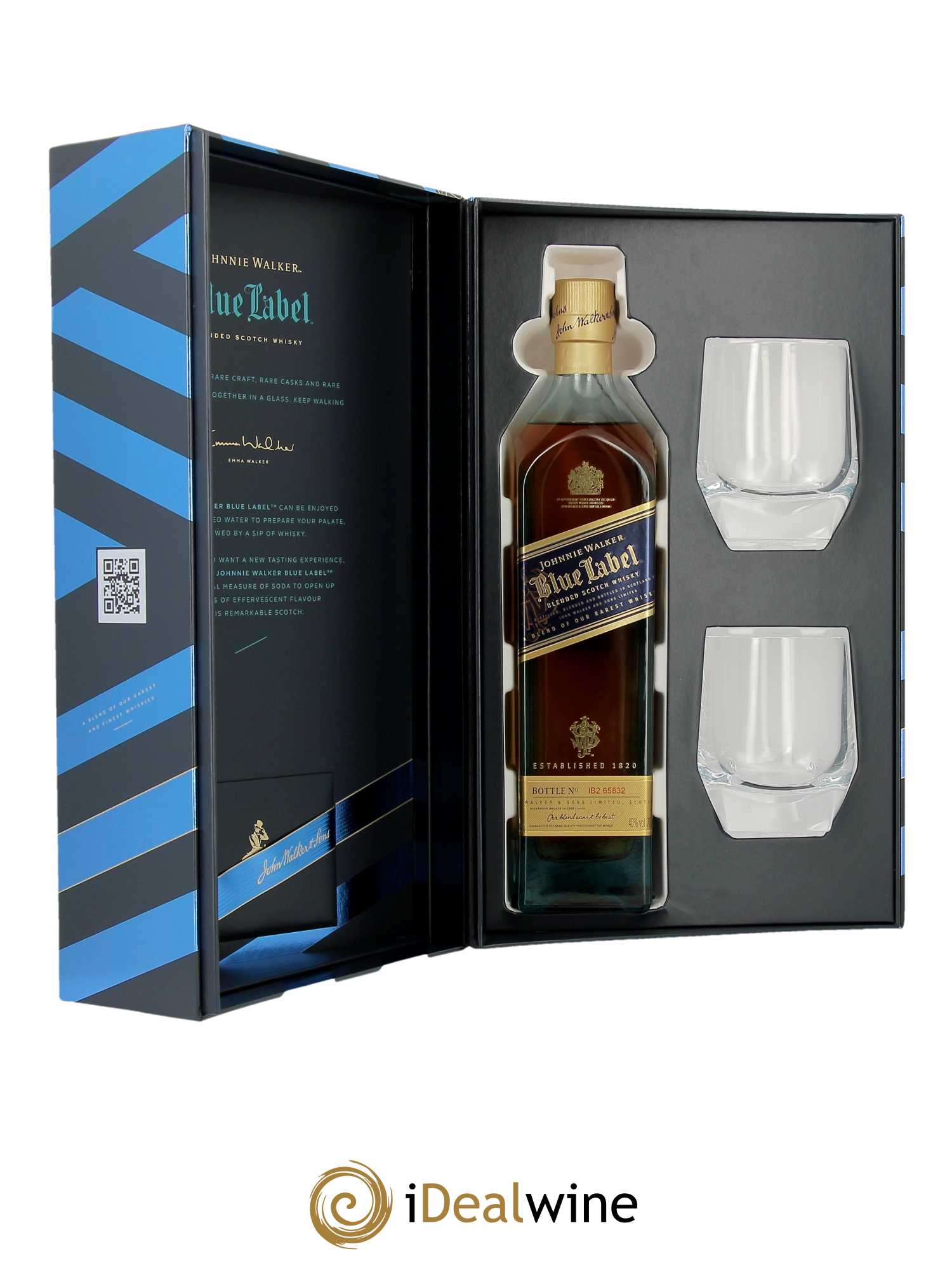 Whisky Johnnie Walker Blue Label - coffret 2 verres (70cl) - Lot de 1 bouteille - 3