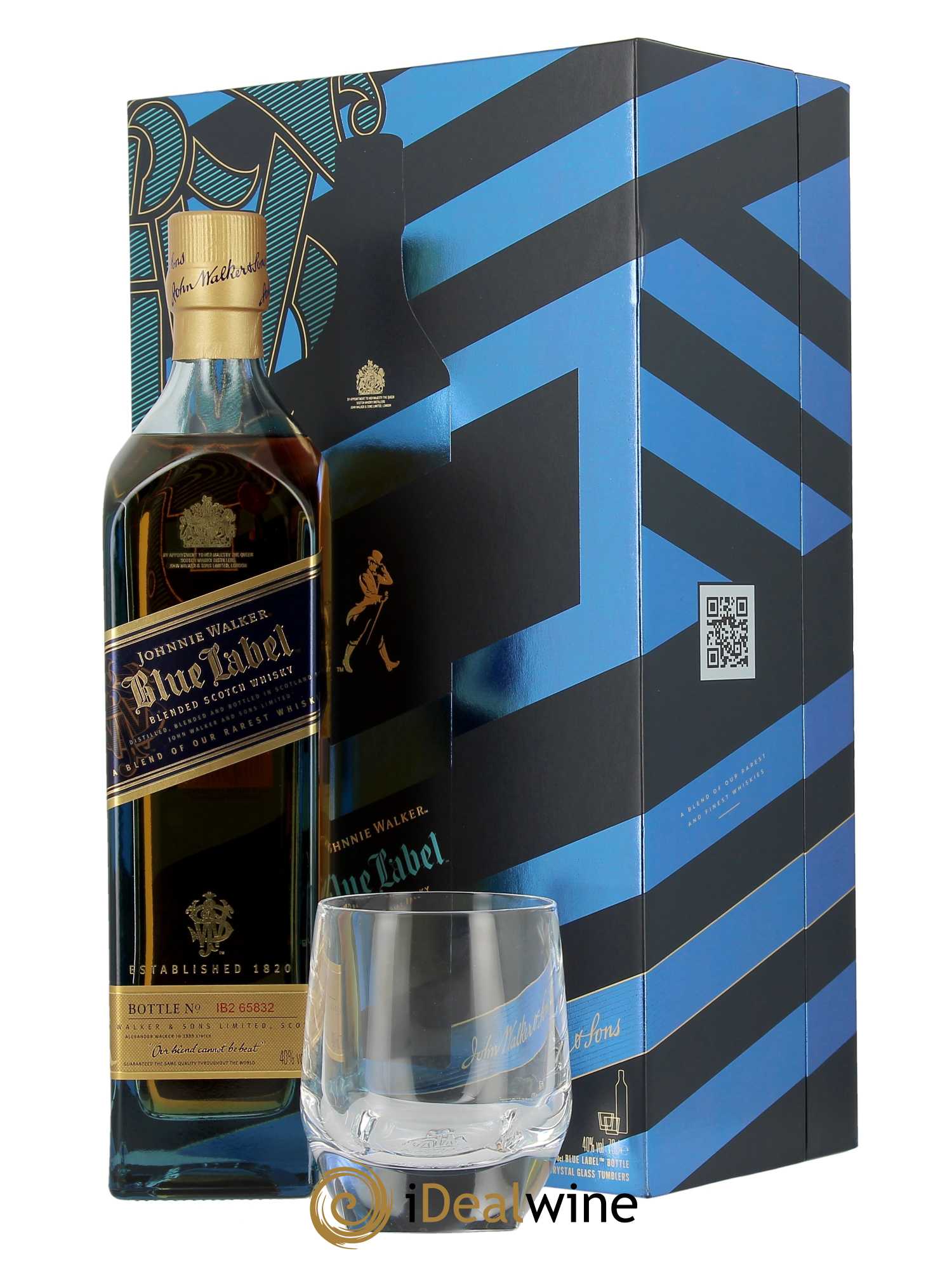 Whisky Johnnie Walker Blue Label - coffret 2 verres (70cl) - Lot de 1 bouteille - 0