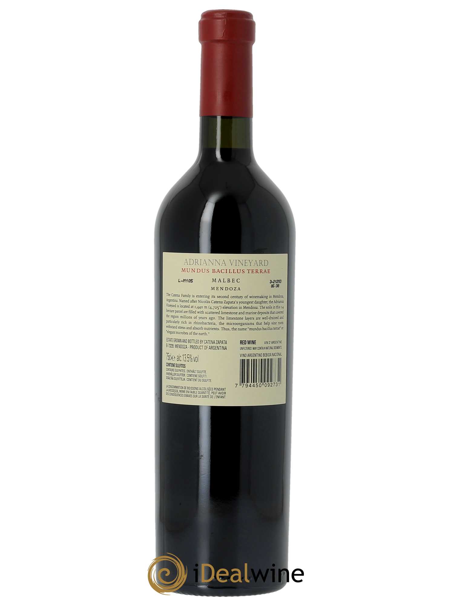 Mendoza Adrianna Vineyard Mundus Bacillus Terrae  Catena Zapata (Original-holzkiste ab 3 bts) 2018 - Posten von 1 Flasche - 1