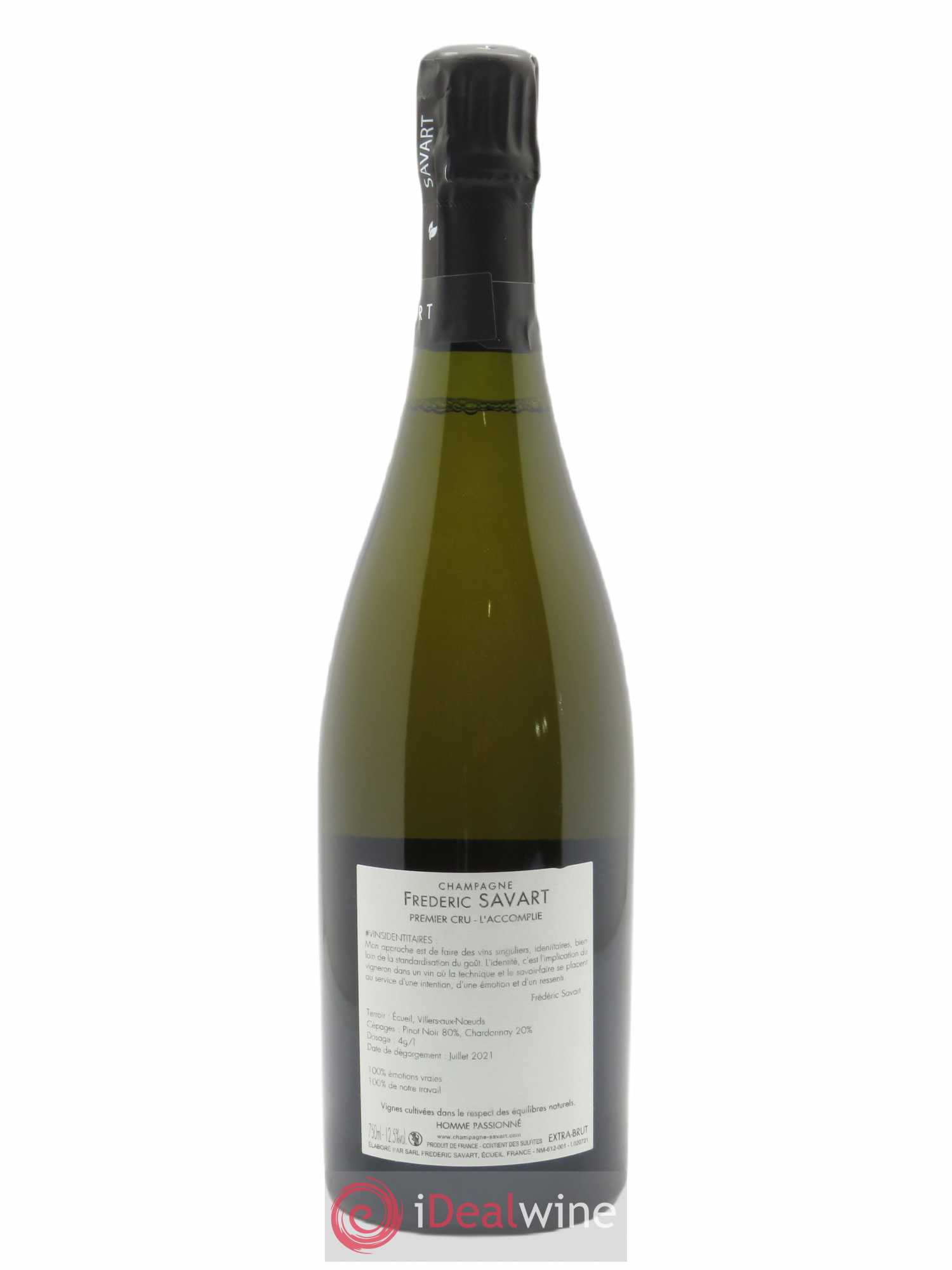 L'Accomplie Premier cru Extra-Brut Vieilles Vignes Frédéric Savart  - Lot de 1 bouteille - 1