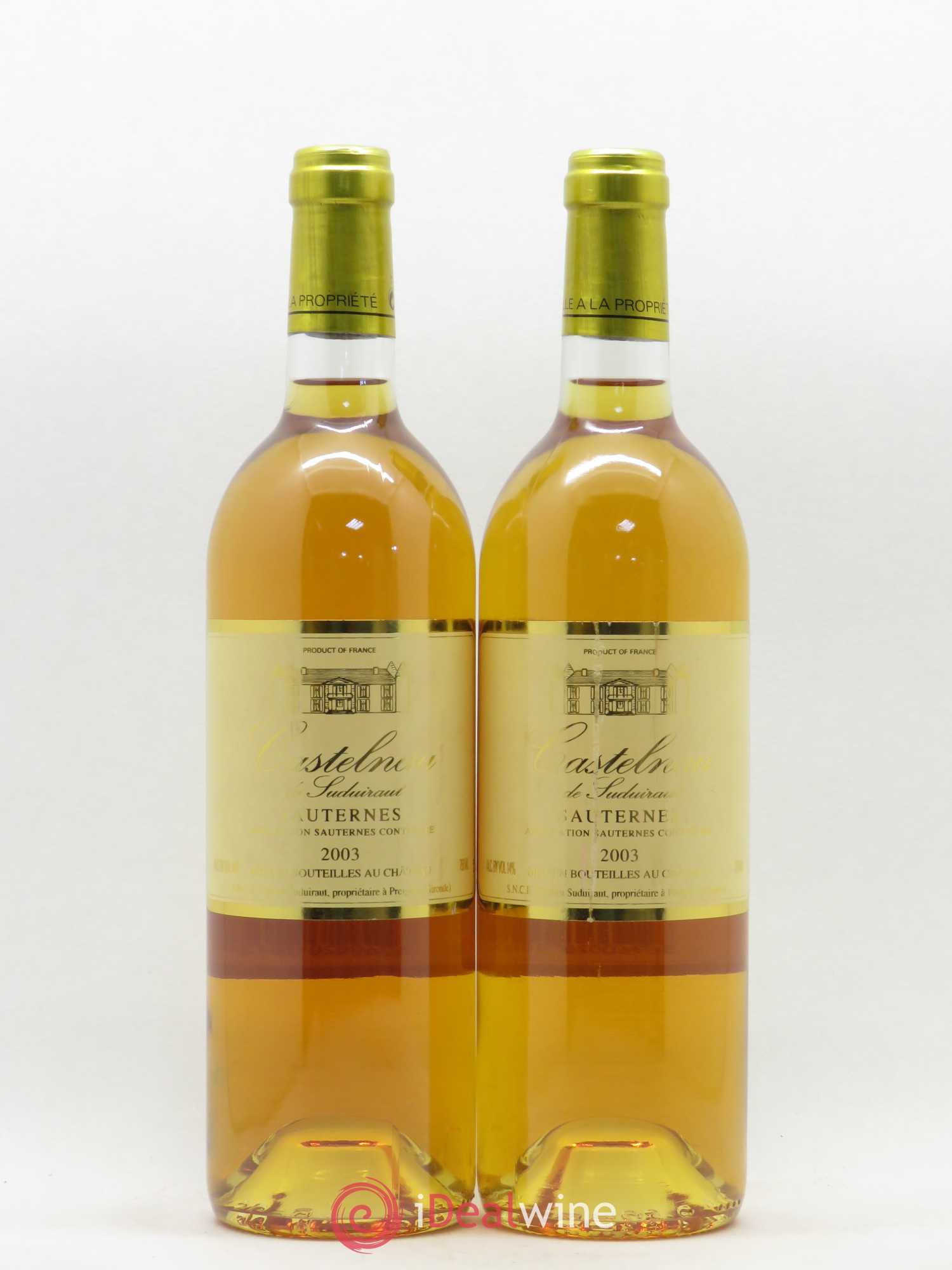 Sauternes Castelnau de Suduiraut Château Suduiraut 2003 - Lot de 2 bouteilles - 0