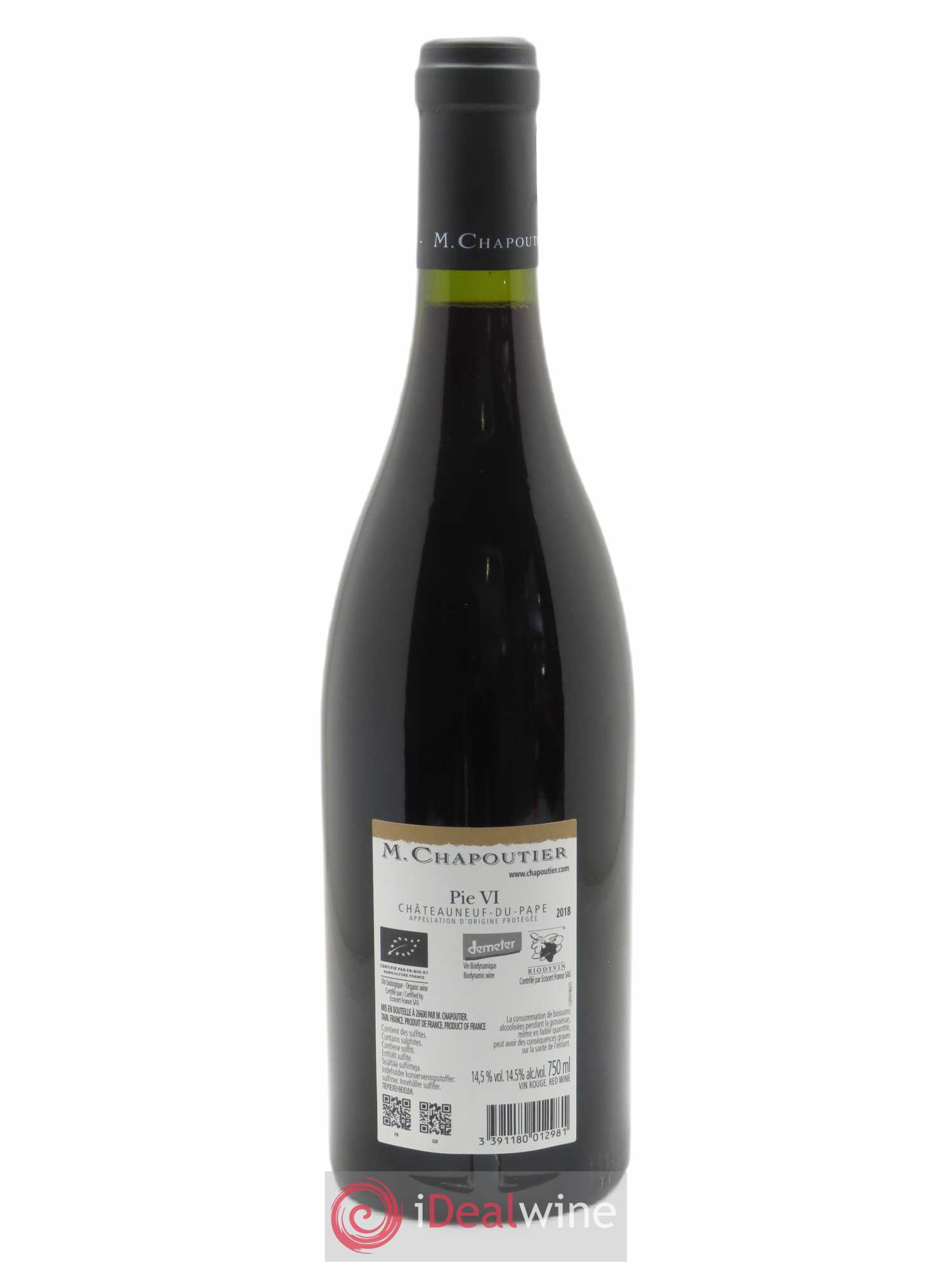 Châteauneuf-du-Pape Pie VI  Chapoutier 2018 - Posten von 1 Flasche - 1