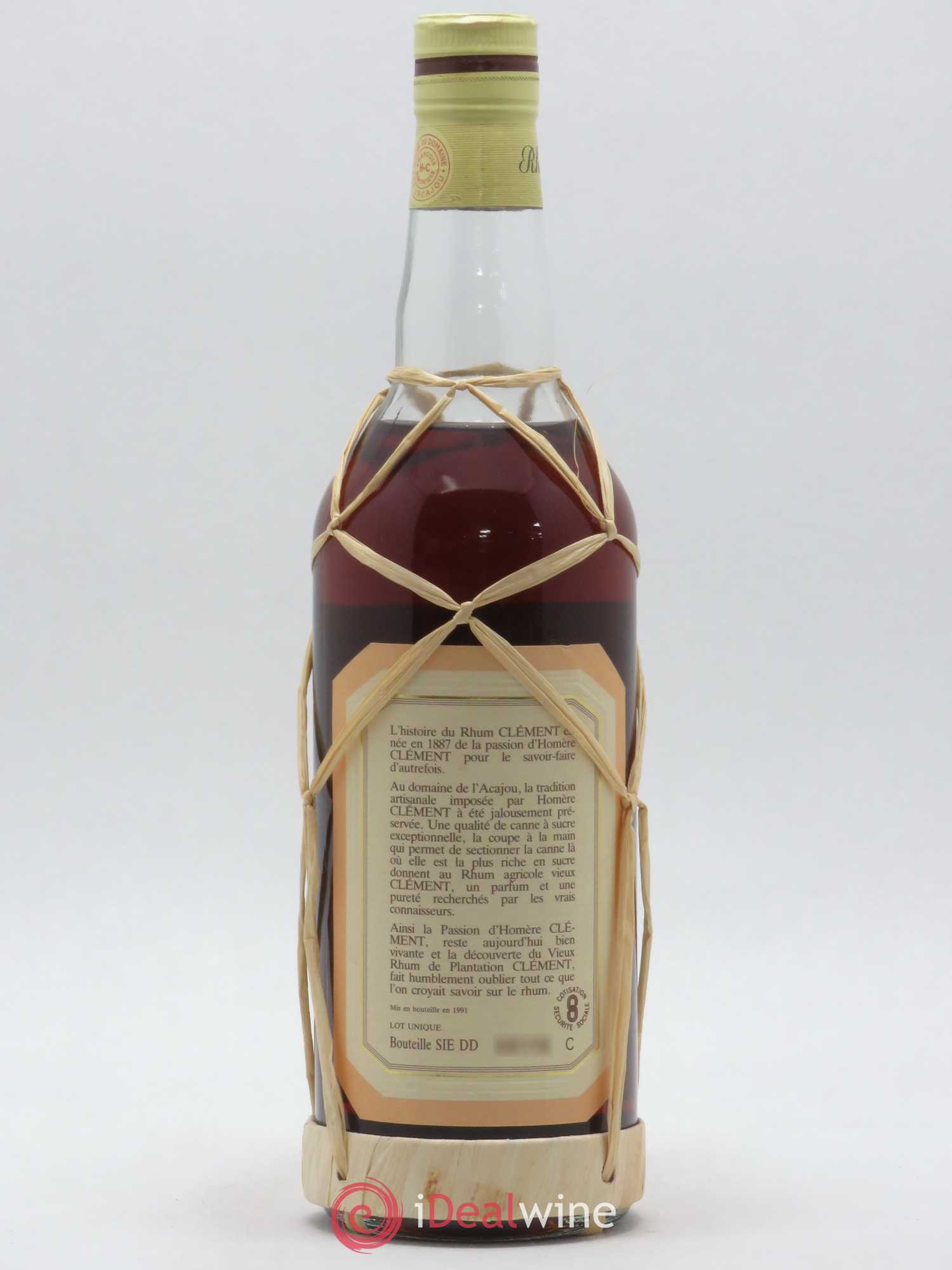 Rhum Clément Très Vieux Rhum agricole pur Martinique 1952 - Lot de 1 bouteille - 1