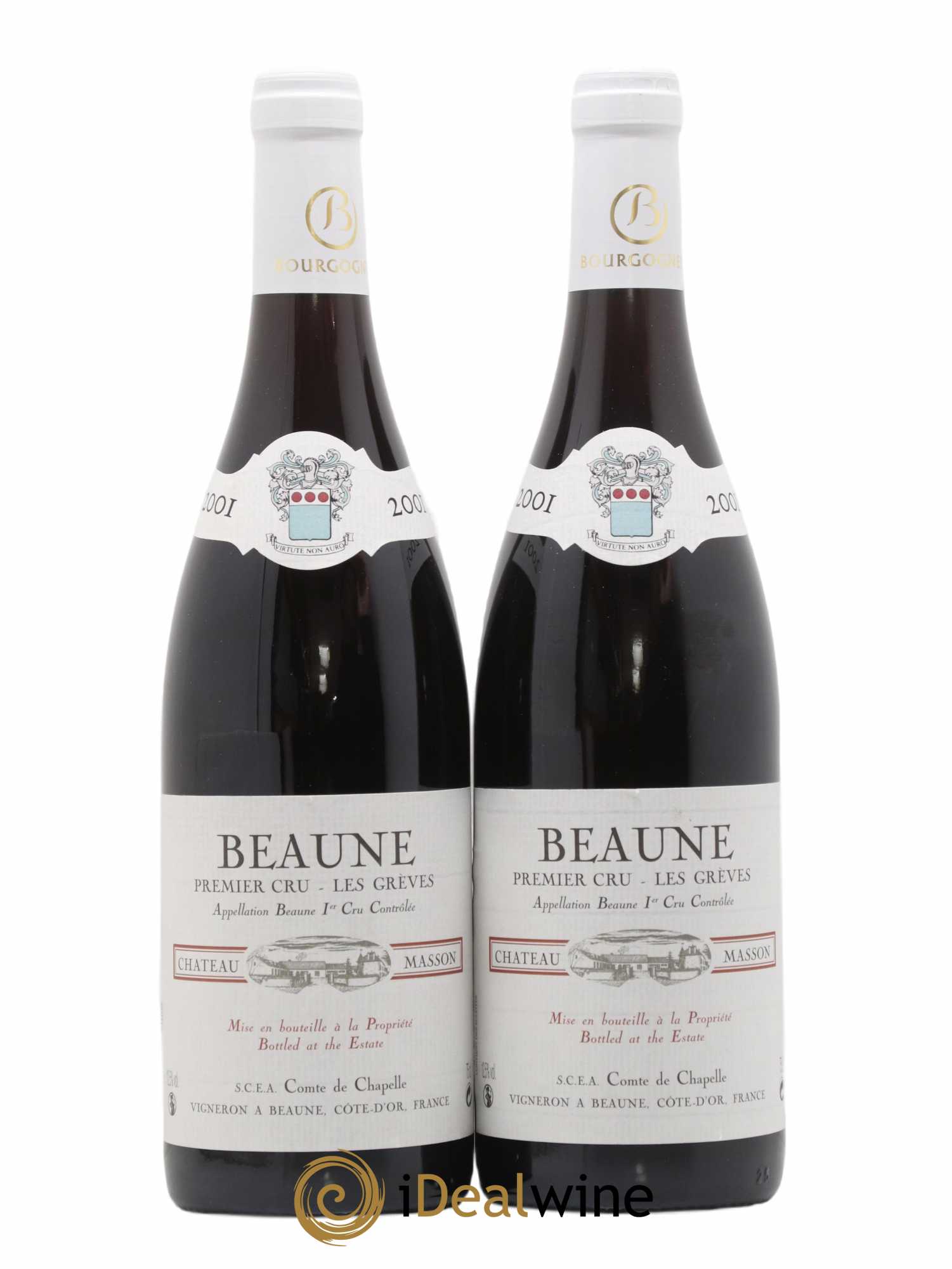 Beaune 1er Cru Greves Domaine Comte De Chapelle (sans prix de réserve) 2001 - Lotto di 2 bottiglie - 0