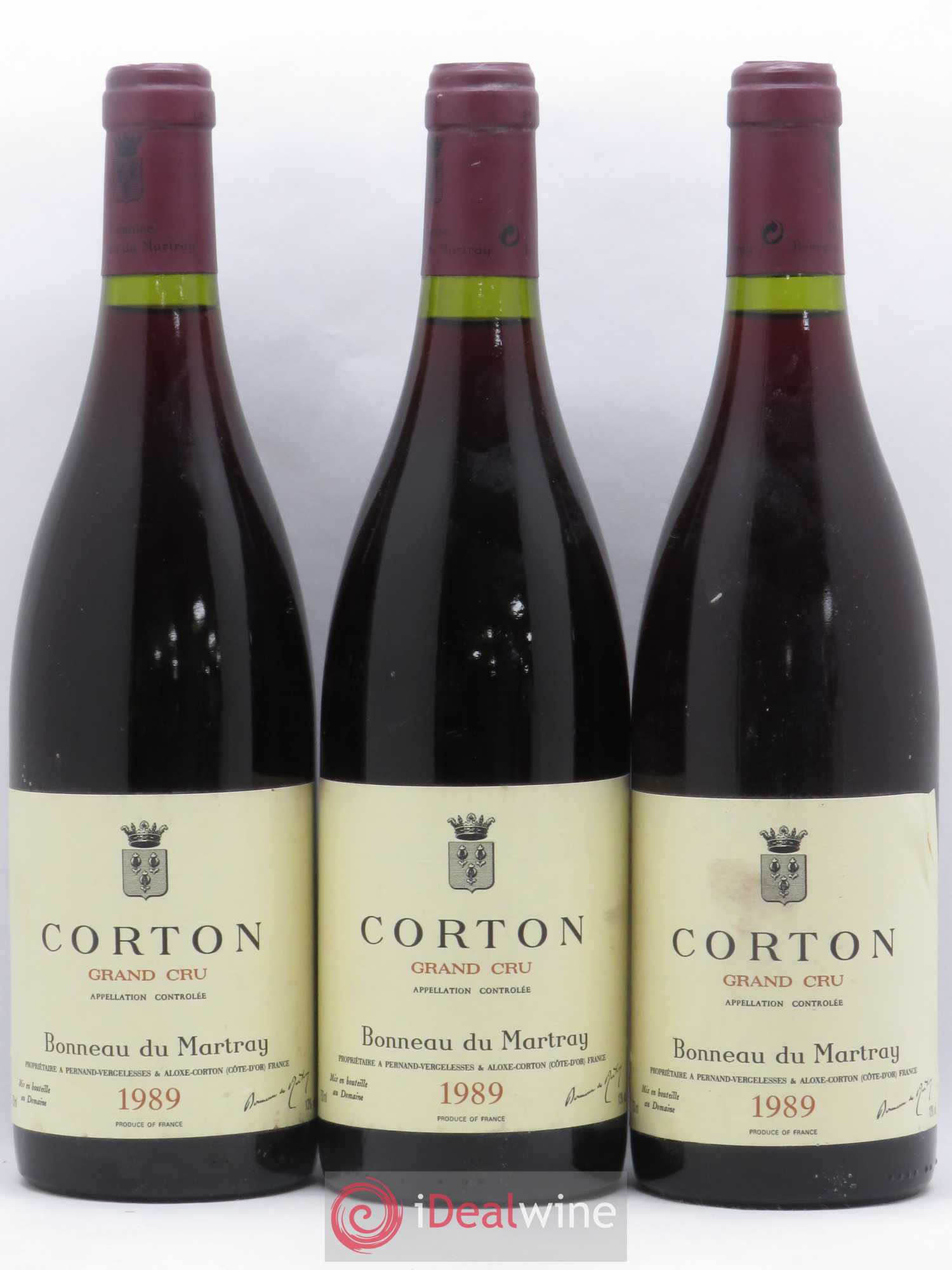 Corton Grand Cru Bonneau du Martray (Domaine)  (no reserve) 1989 - Lot of 3 bottles - 0