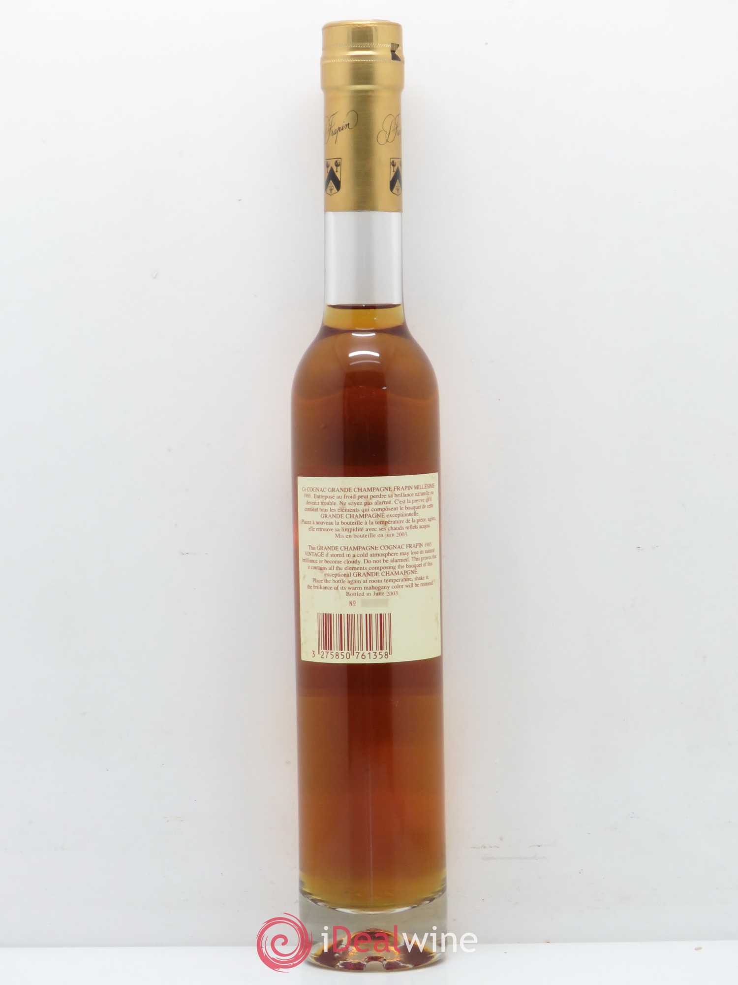 Cognac Grande Champagne 18 ans d'age Frapin (sans prix de réserve) - Lot de 1 demi bouteille - 1