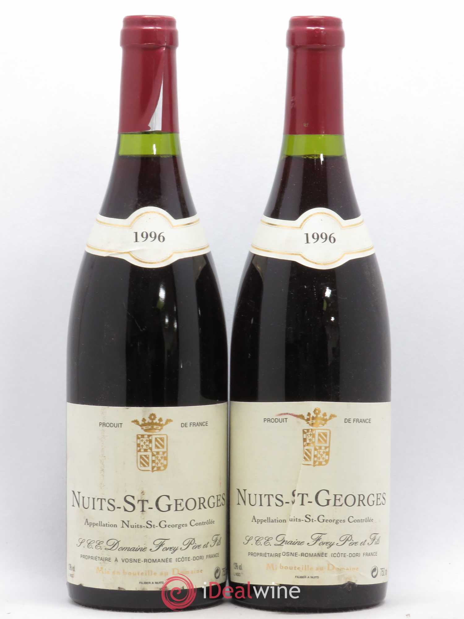 Nuits Saint-Georges Domaine Forey Père et Fils 1996 - Lot de 2 bouteilles - 0