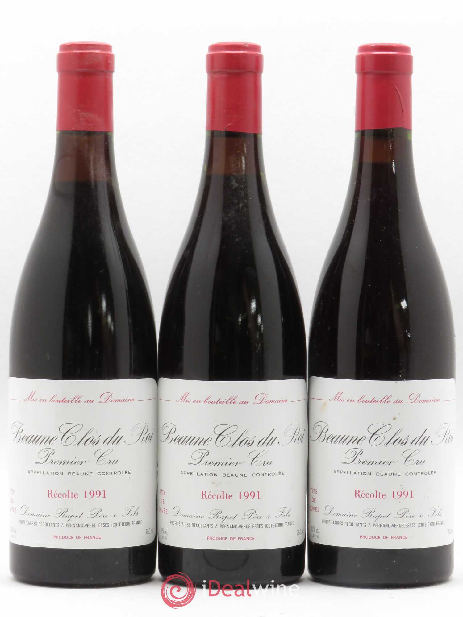 Beaune 1er Cru Clos Du Roi Domaine Rapet tête de cuvée 1991 - Lot de 6 bouteilles - 1