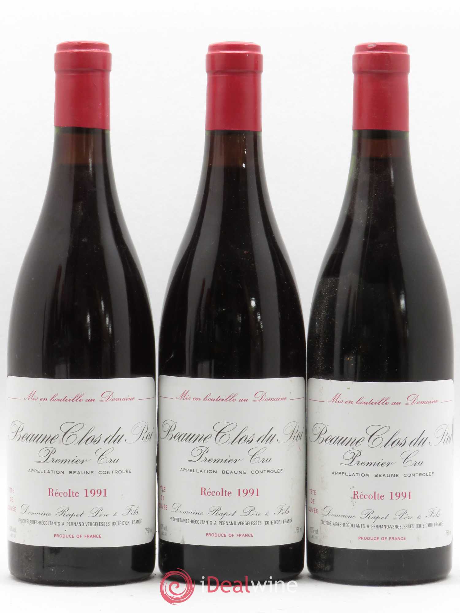 Beaune 1er Cru Clos Du Roi Domaine Rapet tête de cuvée 1991 - Lot de 6 bouteilles - 2