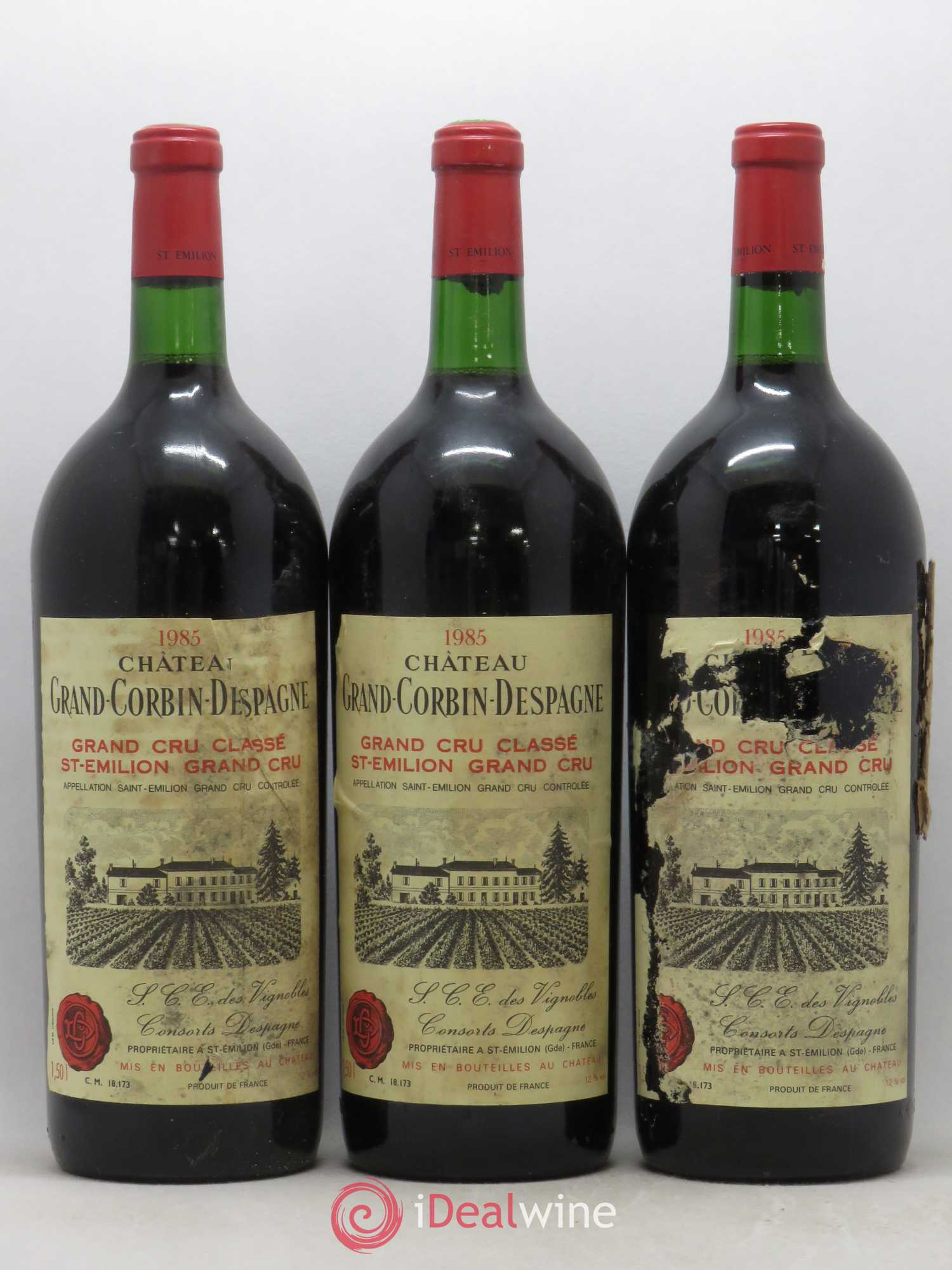 Château Grand Corbin Despagne Grand Cru Classé 1985 - Lot of 3 magnums - 0