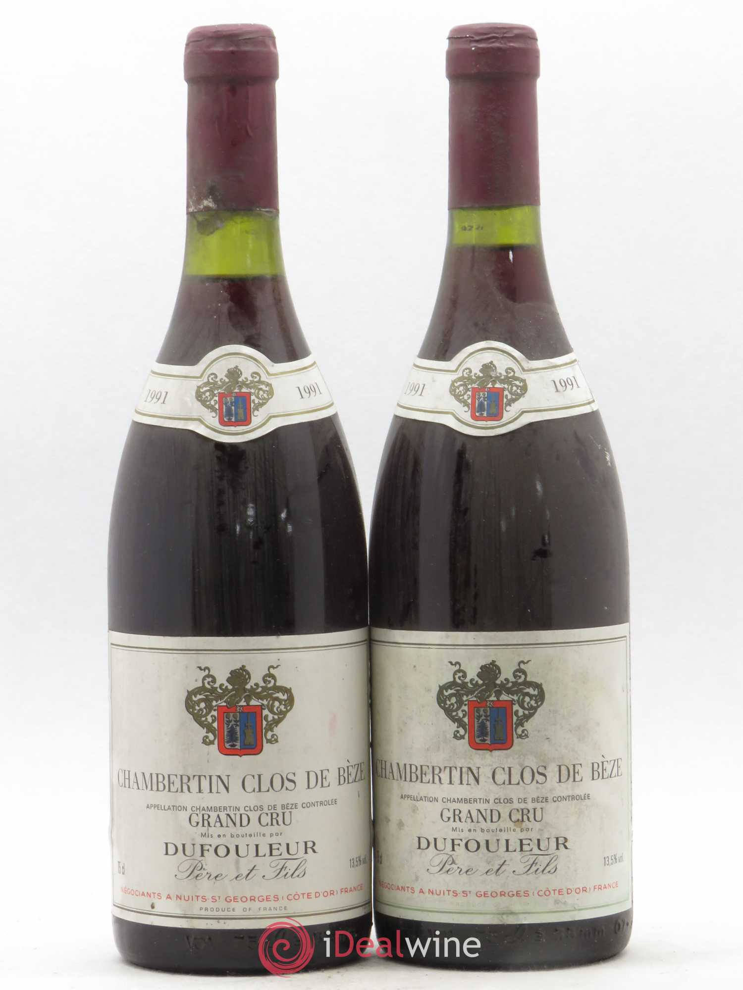 Chambertin Clos de Bèze Grand Cru Dufouleur 1991 - Lot of 2 bottles - 0