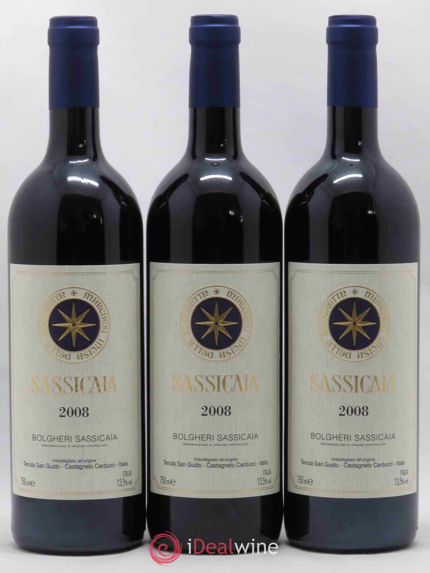 Bolgheri DOC Sassicaia Tenuta San Guido 2008 - Lot of 3 bottles - 0