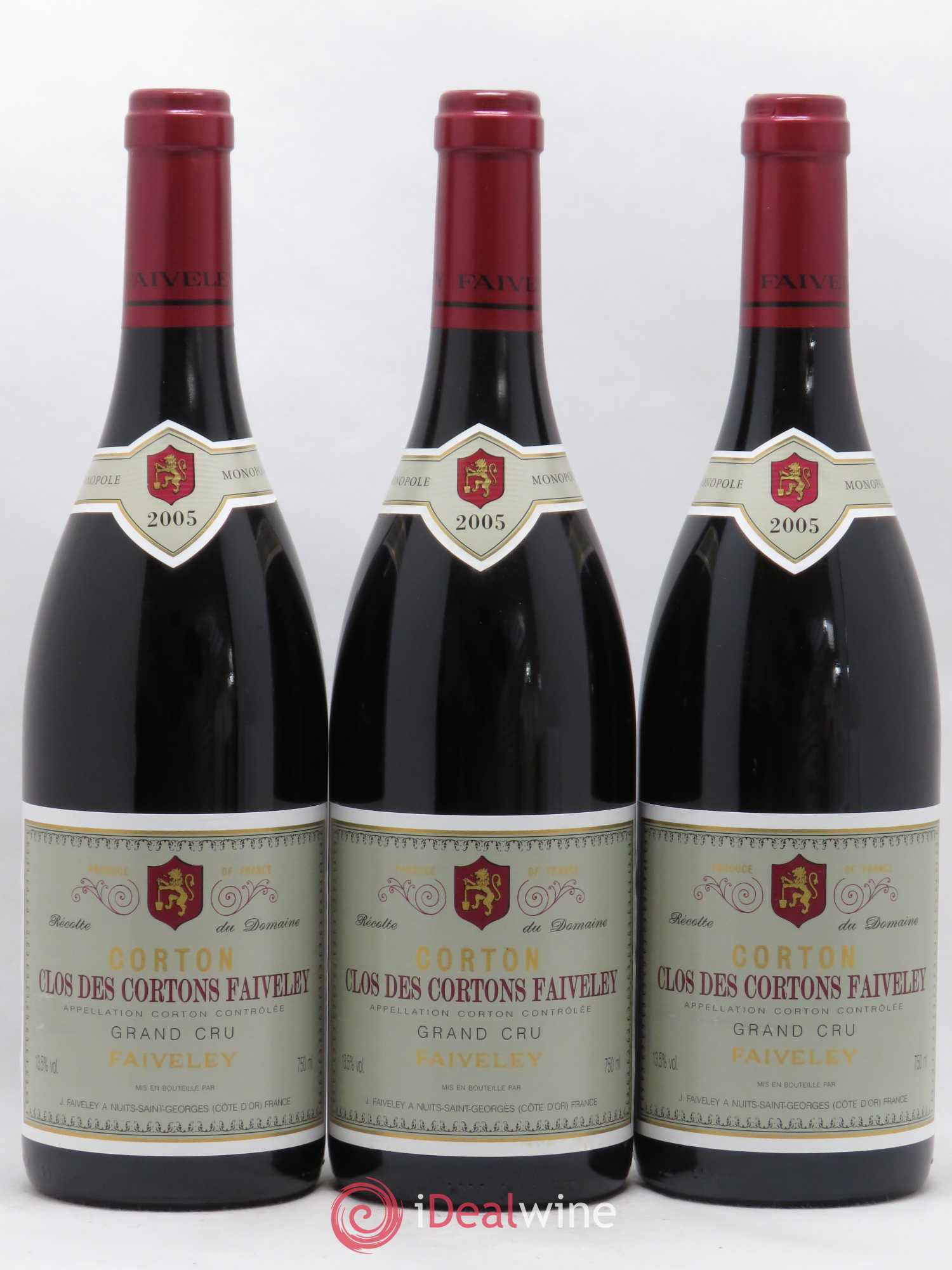 Corton Grand Cru Clos des Cortons Faiveley 2005 - Lot of 3 bottles - 0