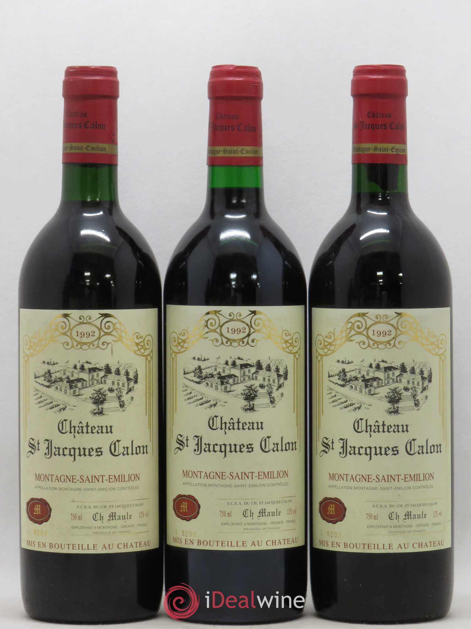 Montagne Saint-Émilion Château Saint-Jacques Calon (sans prix de réserve) 1992 - Lot de 3 bouteilles - 0