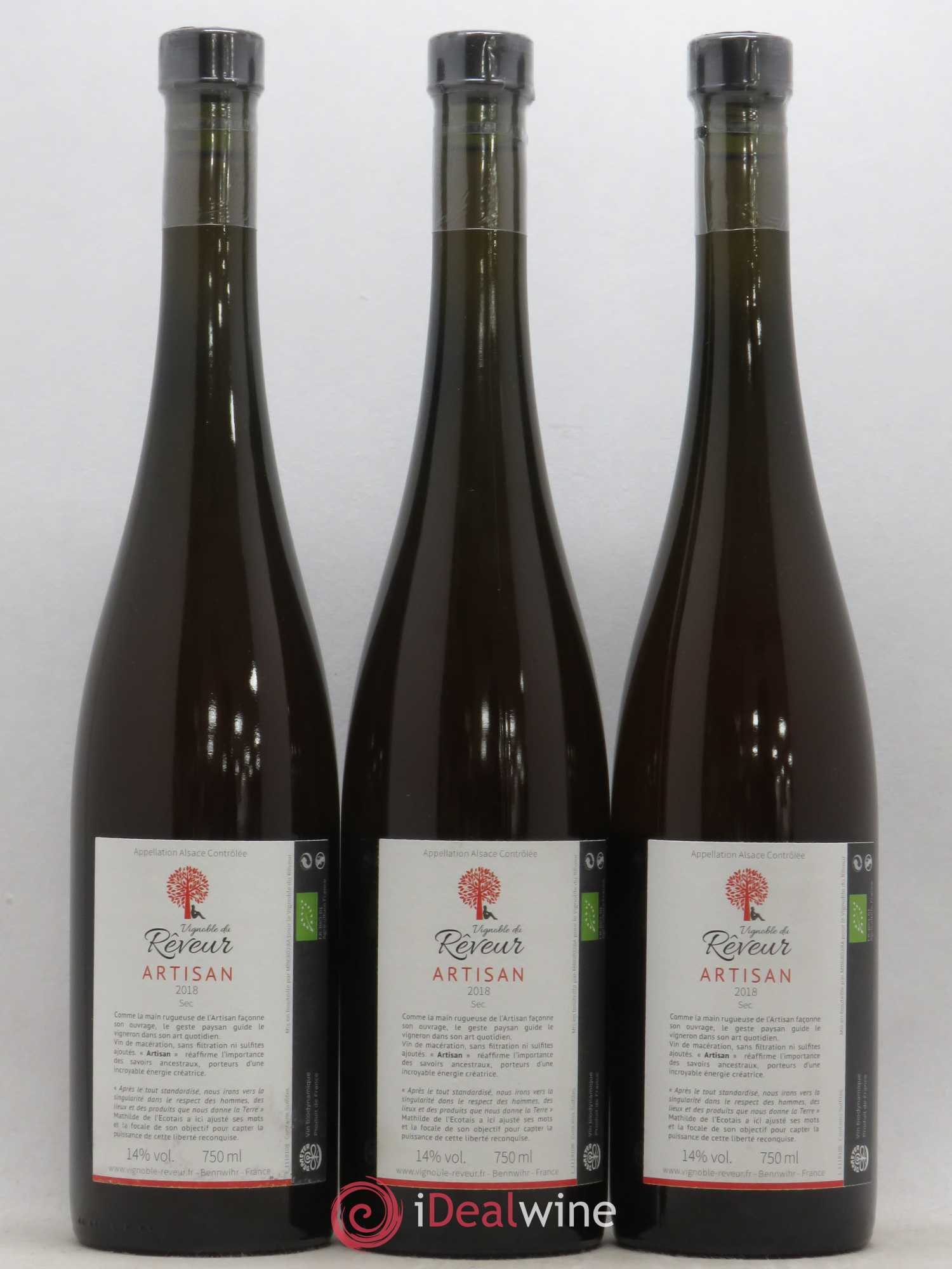 Alsace Artisan Vignoble du Rêveur  (sans prix de réserve) 2018 - Lot de 3 bouteilles - 1