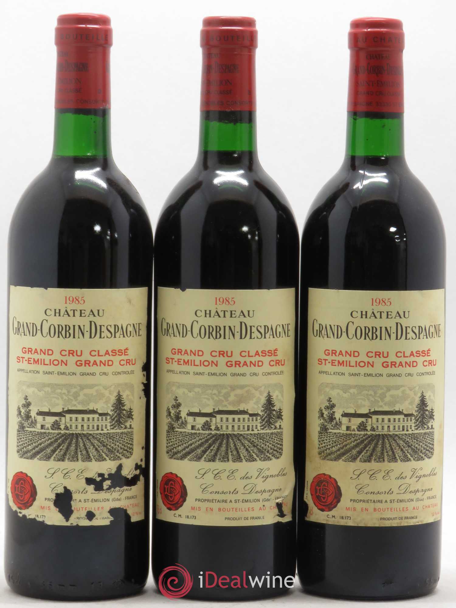 Château Grand Corbin Despagne Grand Cru Classé 1985 - Lot de 12 bouteilles - 1