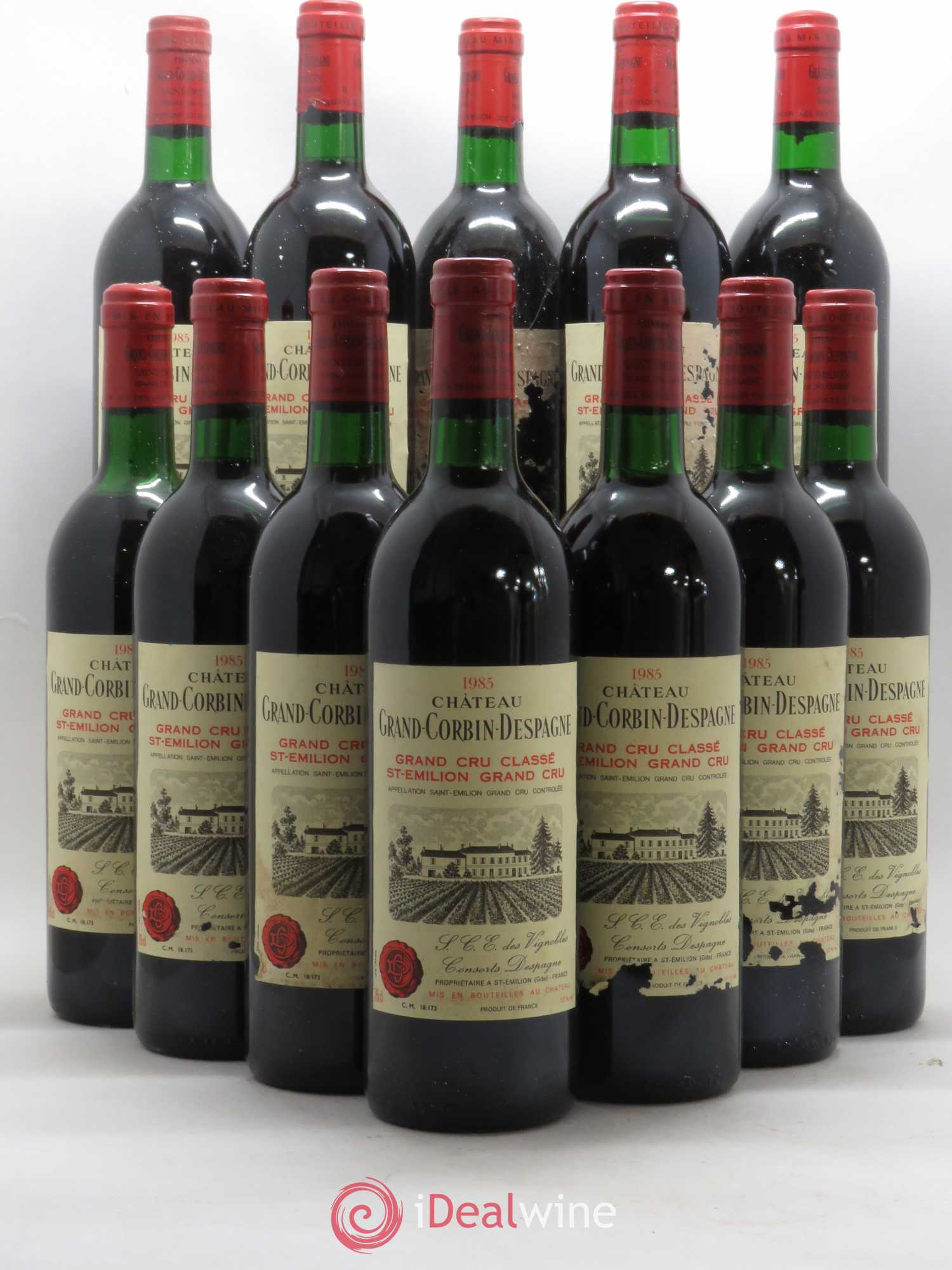 Château Grand Corbin Despagne Grand Cru Classé 1985 - Lot de 12 bouteilles - 0