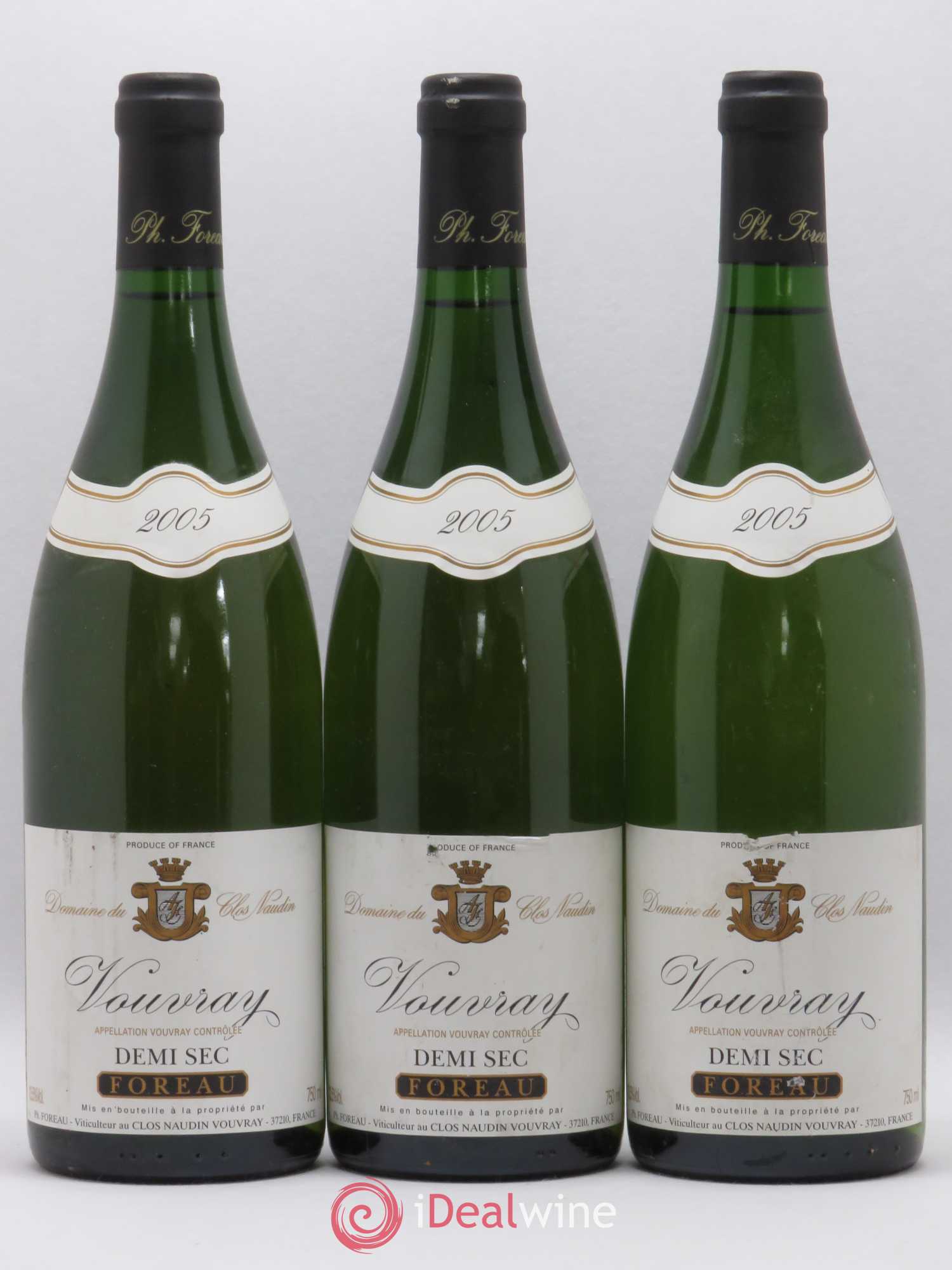 Vouvray Demi-Sec Clos Naudin - Philippe Foreau  (sans prix de réserve) 2005 - Lot de 3 bouteilles - 0