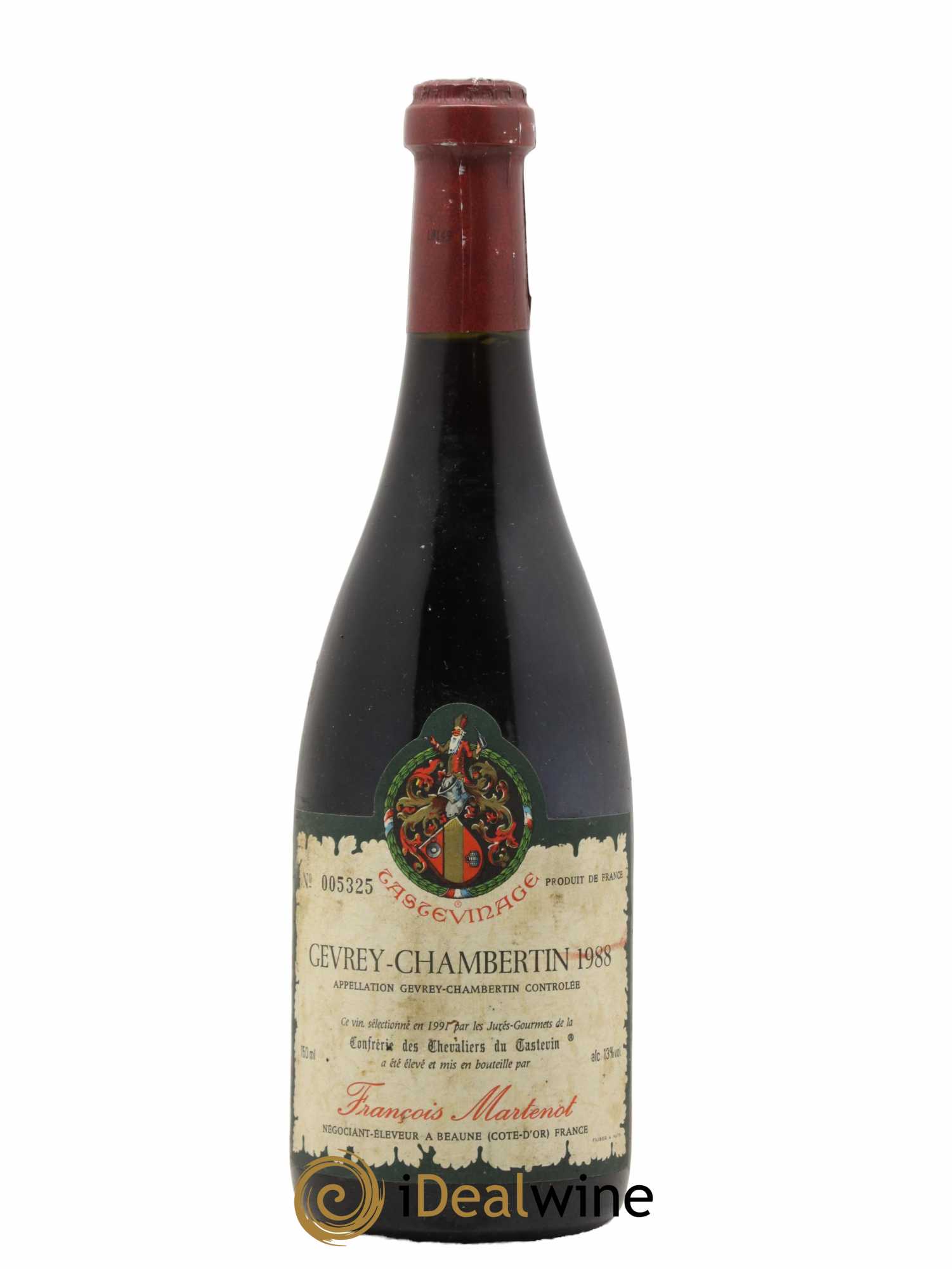 Gevrey-Chambertin Martenot Tastevinage Confrérie des Chevaliers du Tastevin 1988 - Lot de 1 bouteille - 0