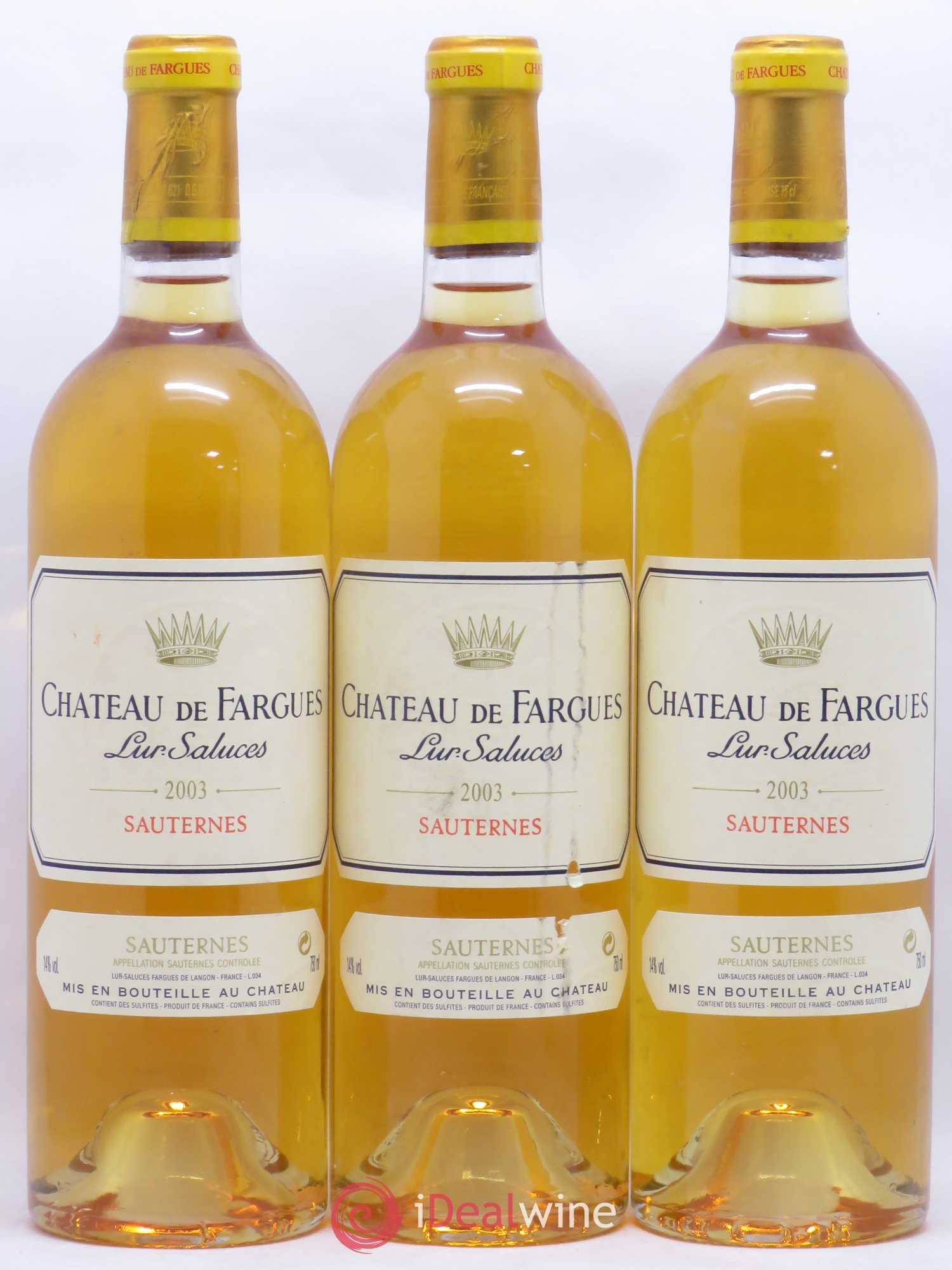 Château de Fargues 2003 - Lot of 3 bottles - 0