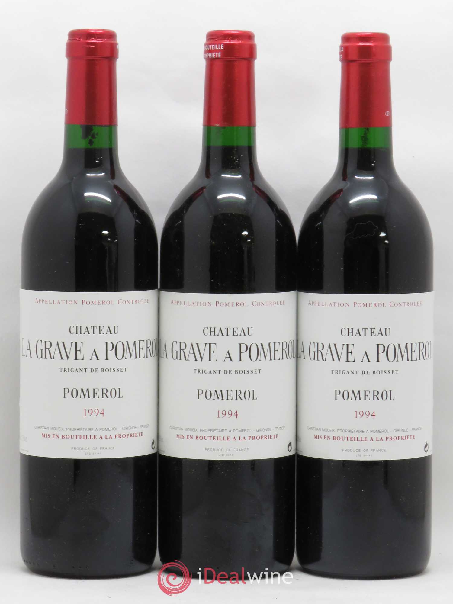 Château La Grave à Pomerol (Trigant de Boisset) 1994 - Lot de 3 bouteilles - 0