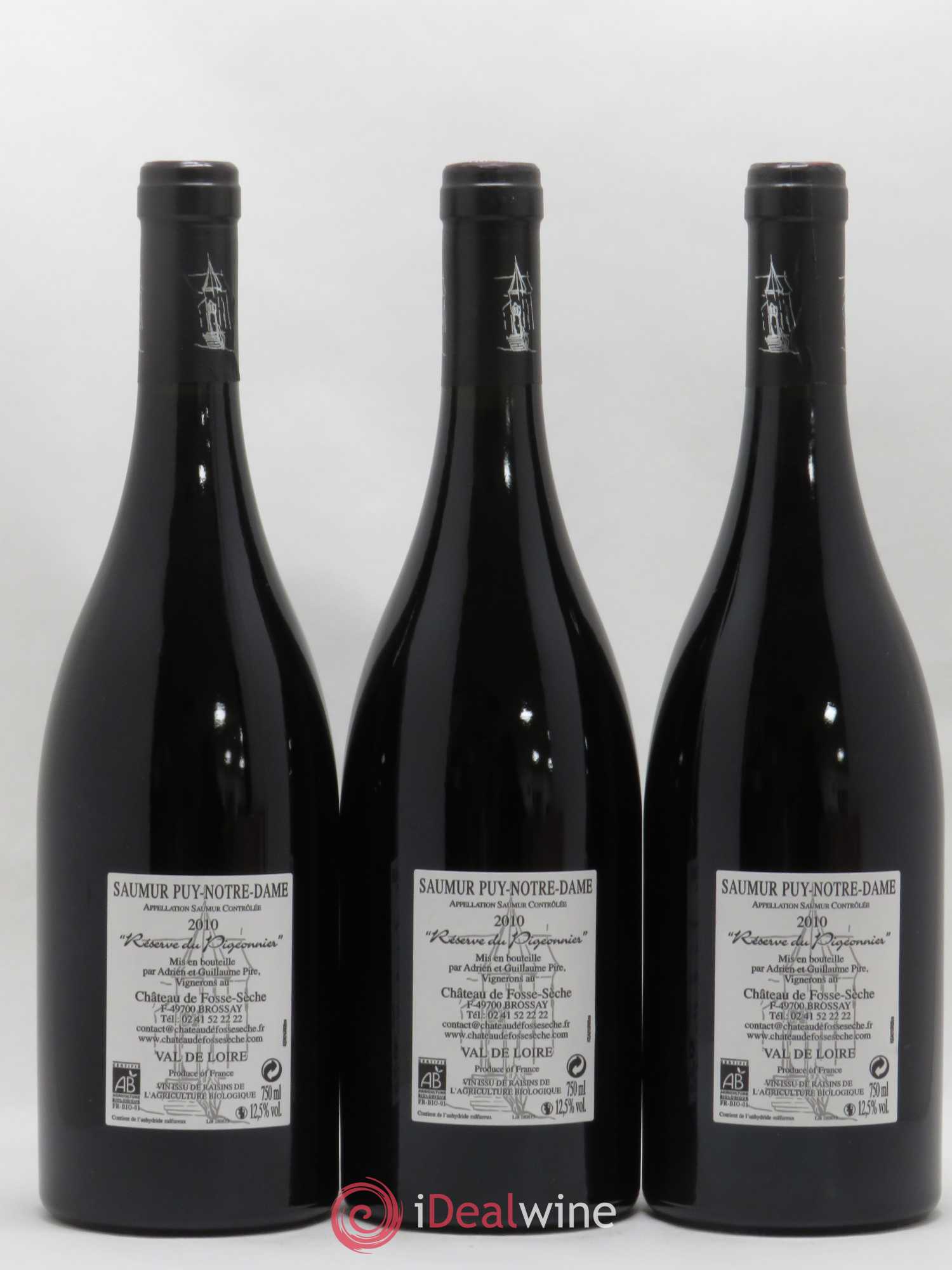 Vin de France (anciennement Saumur Puy-Notre-Dame) Réserve du Pigeonnier Château de Fosse-Sèche 2010 - Lot de 3 bouteilles - 1