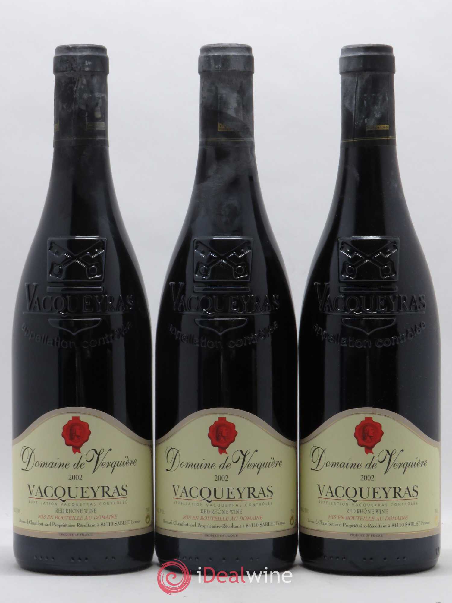 Vacqueyras Domaine de Verquière Bernard Chamfort (sans prix de réserve) 2002 - Lot de 3 bouteilles - 0