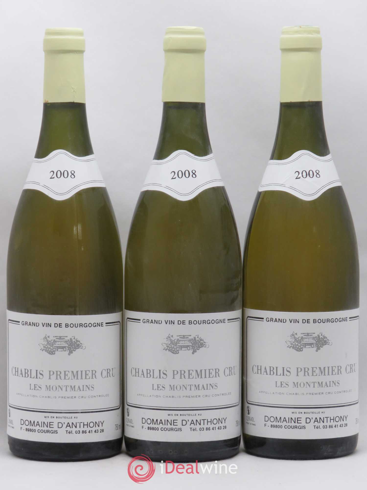 Chablis 1er Cru Les Montmains Domaine D'Anthony 2008 - Lot de 3 bouteilles - 0