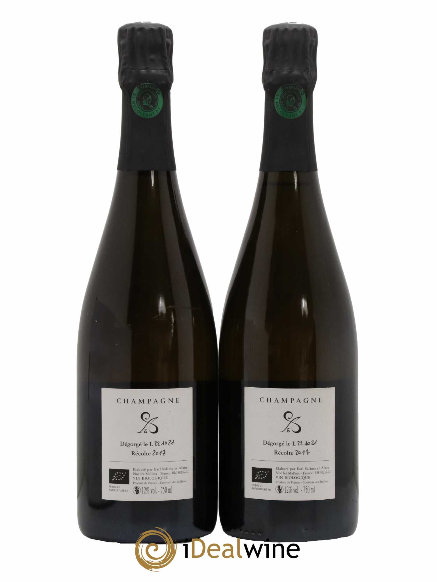 Champagne Clair Obscur Brut Nature Salima et Alain Cordeuil 2017 - Lot de 2 bouteilles - 1