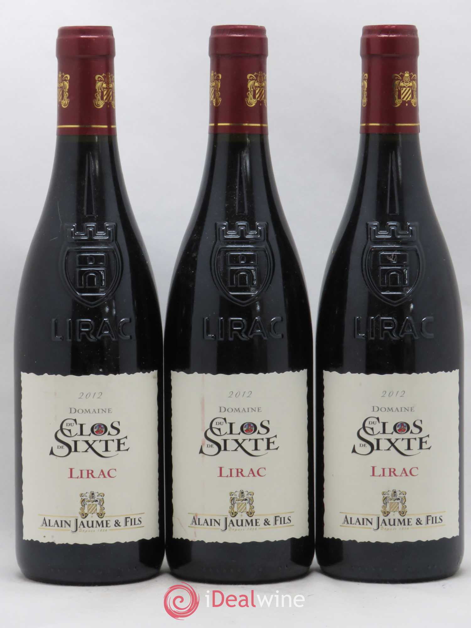 Lirac Clos de Sixte Alain Jaume 2012 - Lot of 3 bottles - 0