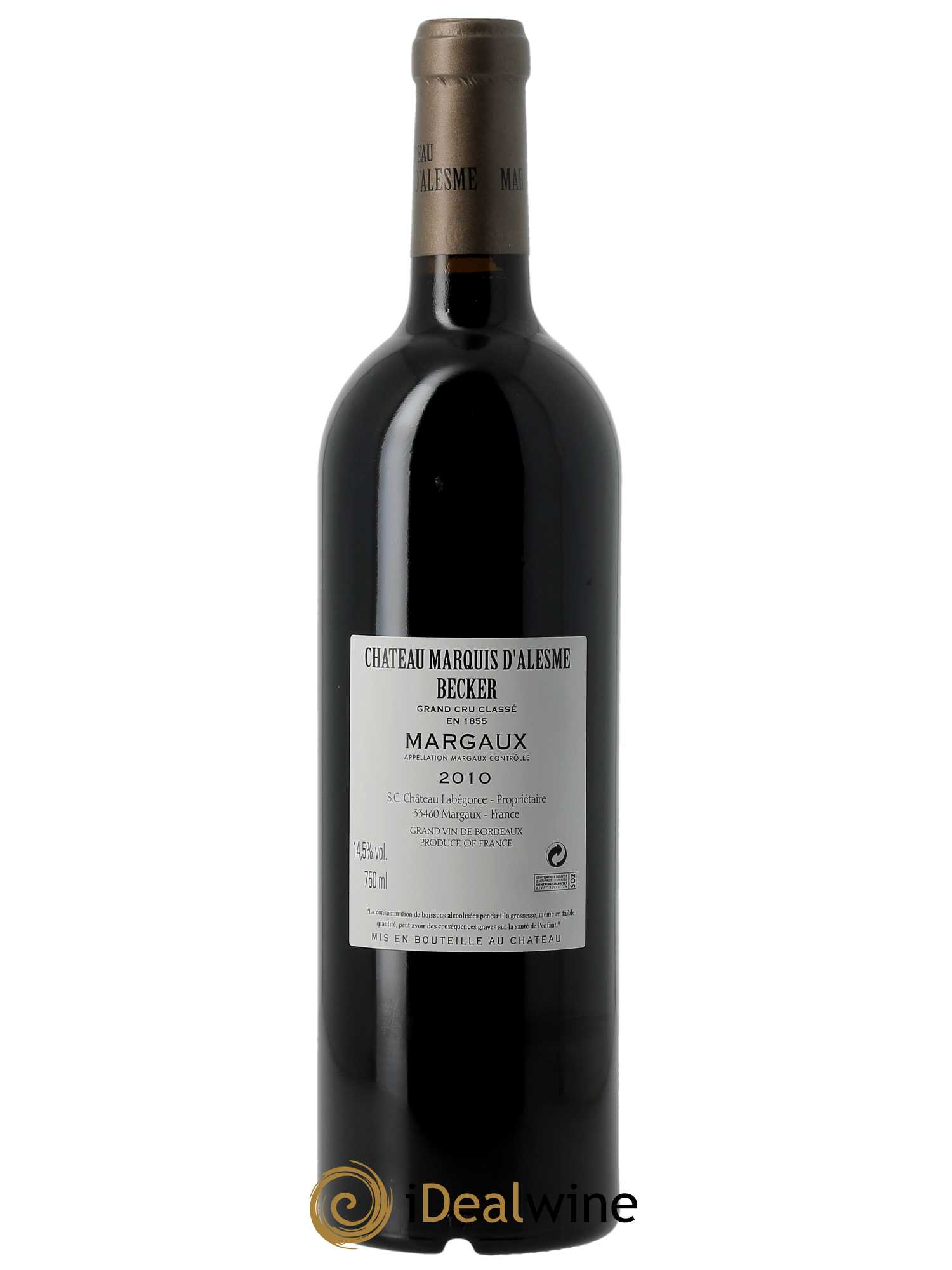 Château Marquis d'Alesme Becker 3ème Grand Cru Classé (OWC if 12 bts) 2010 - Lot of 1 bottle - 1