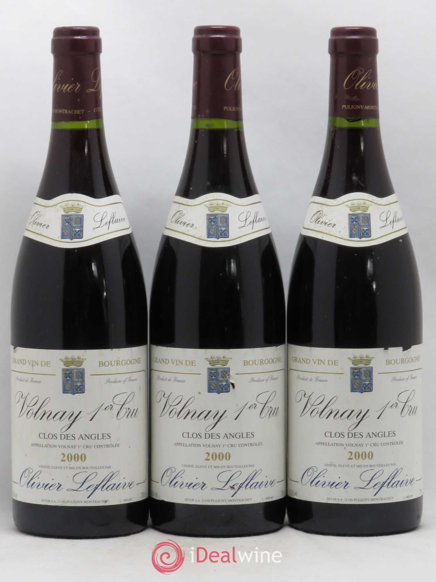 Volnay 1er Cru Clos des Angles Olivier Leflaive 2000 - Lot of 3 bottles - 0