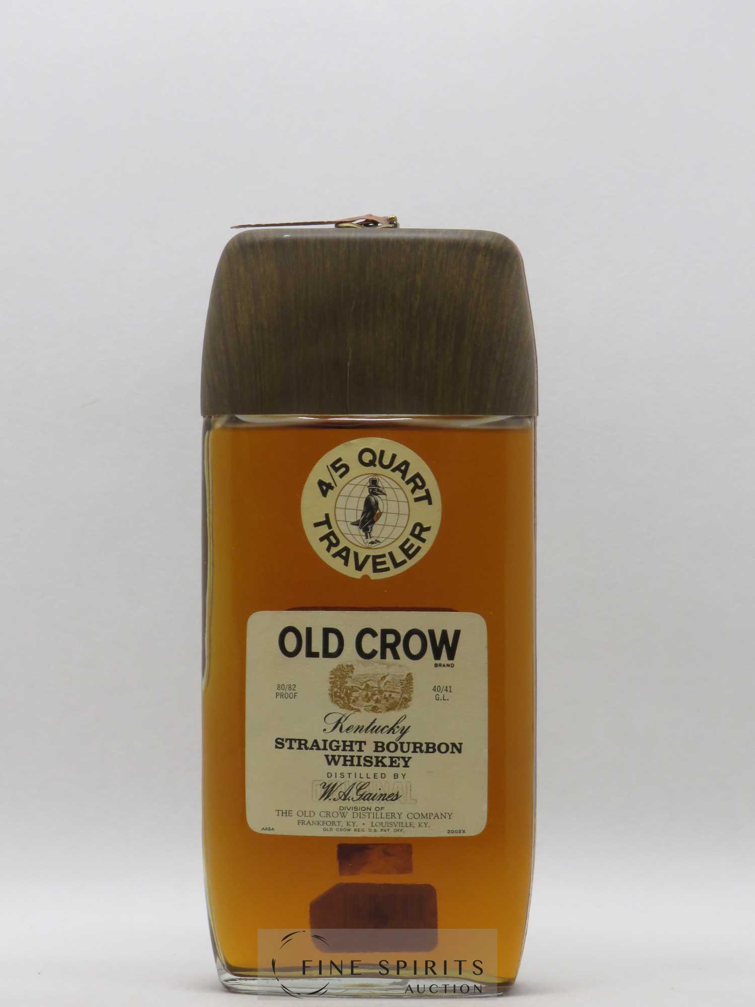 Old Crow Of. The Old Crow Distillery Co W.A. Gaines 4-5 Quart Traveler - Lot of 1 bottle - 1