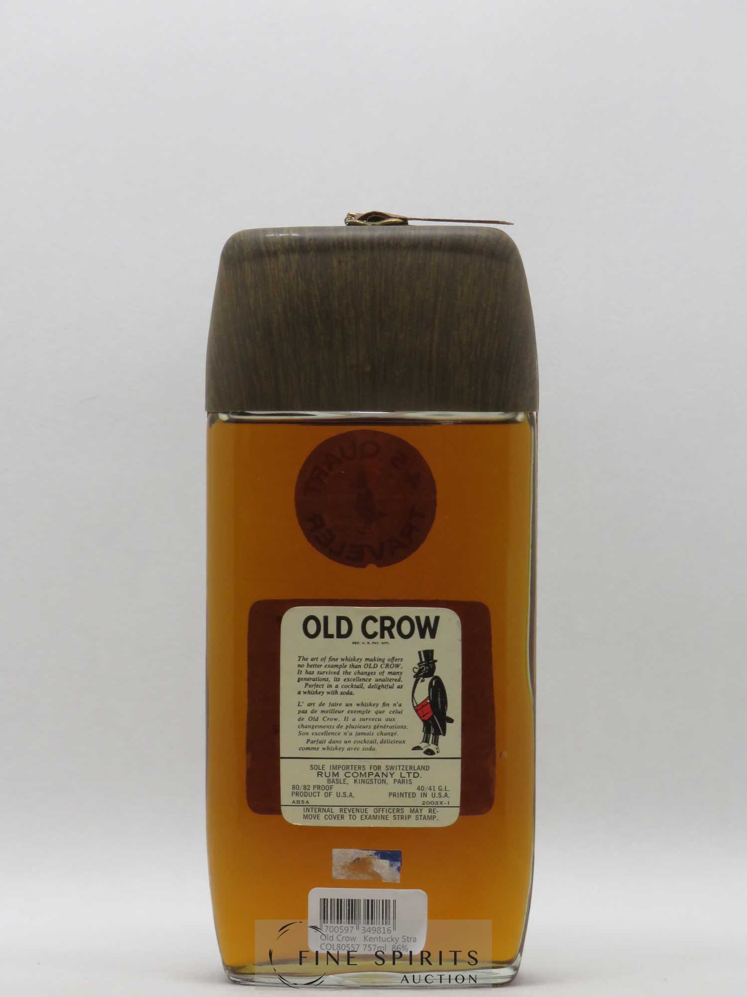 Old Crow Of. The Old Crow Distillery Co W.A. Gaines 4-5 Quart Traveler - Lot of 1 bottle - 2